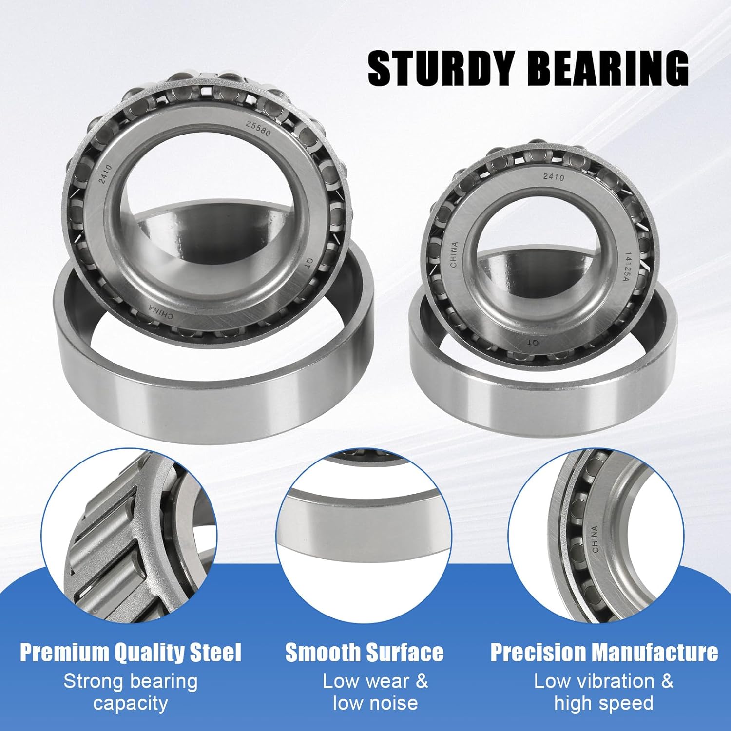 4 Sets 25580 14125A Boat Trailer Axle Bearings Kit, 22333TB/10-36 Grease Seals, 2.72'' Dust Caps Spindle Nuts Cotter Pins Washers for 5200-7000 lbs Tandem Axles #D42 Spindle