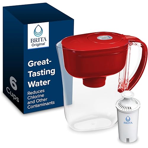 Brita Metro Water Filter Pitcher with SmartLight Change Indicator, BPA-Free, Replaces 1,800 Plastic Water Bottles a Year, Lasts Two Months, Includes 1 Filter, Small - 6-Cup Capacity, Fiery Red