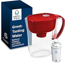 Brita Metro Water Filter Pitcher with SmartLight Change Indicator, BPA-Free, Replaces 1,800 Plastic Water Bottles a Year, Lasts Two Months, Includes 1 Filter, Small - 6-Cup Capacity, Fiery Red