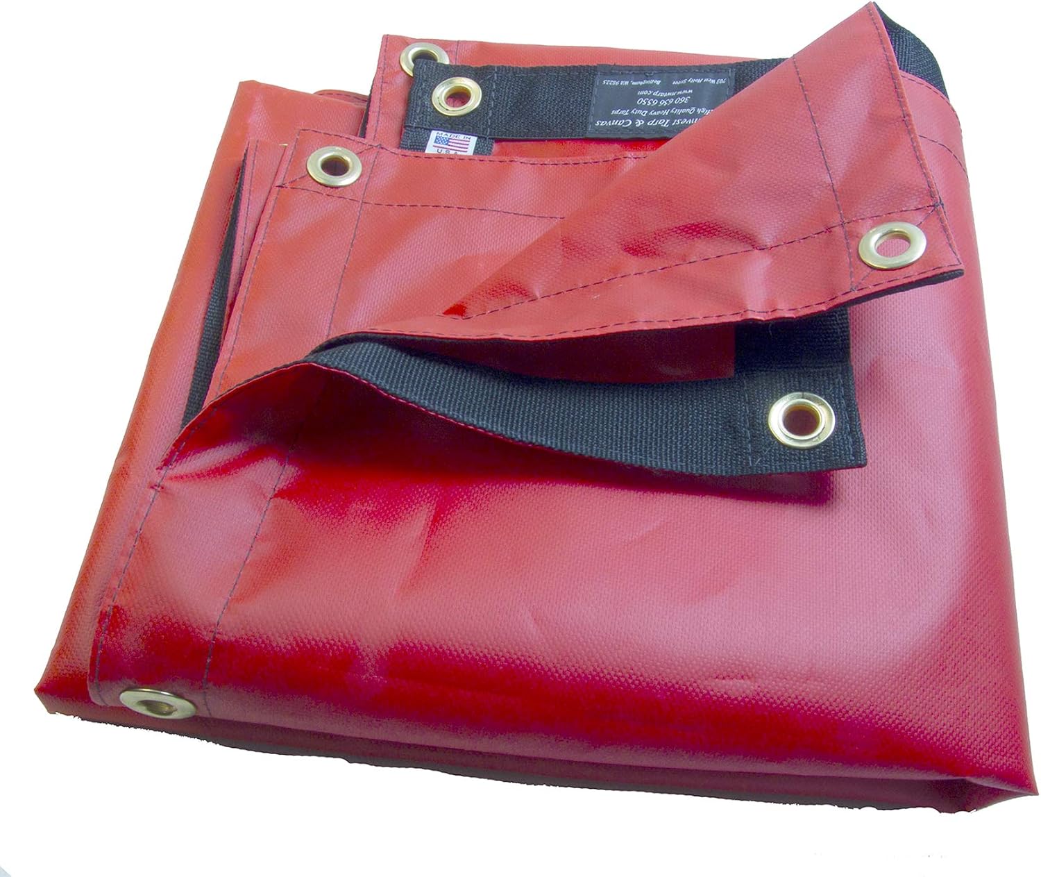 Tarp, Red, Durable, Waterproof, 10 Oz. Vinyl w/Reinforced Edges (4' X 8' Feet)