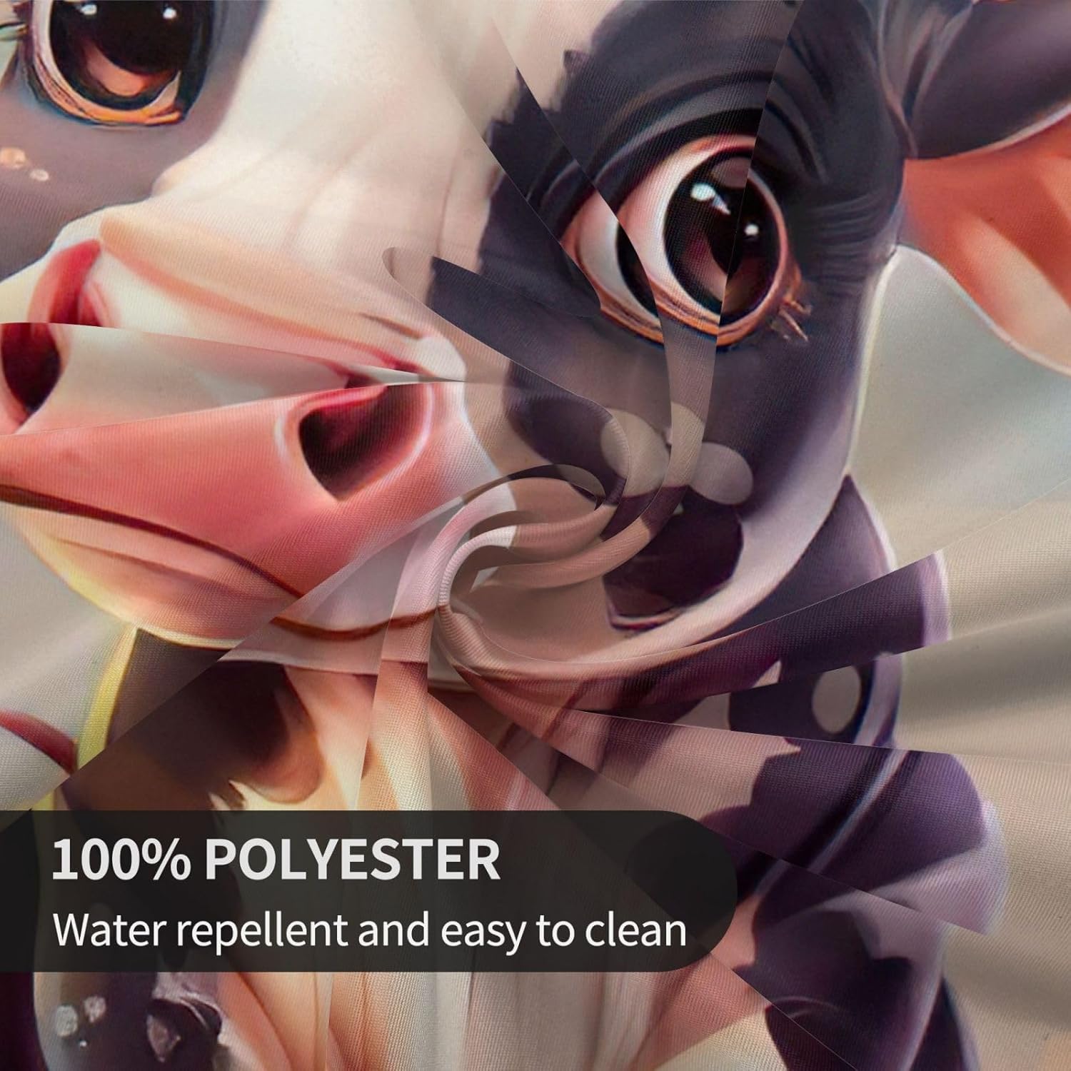 Cute Cow Print Wrinkle Free Dining Table Cover for Birthday Party Farmhouse Tablecloths Up to 60 x 60 Inches