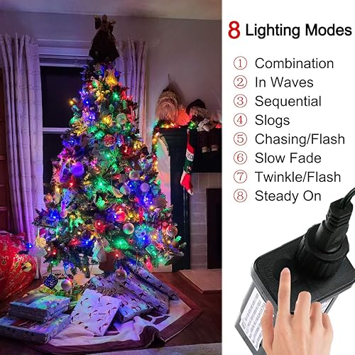 Miniatura 4 de Guirnalda de luces de Navidad multicolor  110 luces LED de 46 pies45.9 ft, 8 modos de enchufe de extremo a extremo para interiores y exteriores,