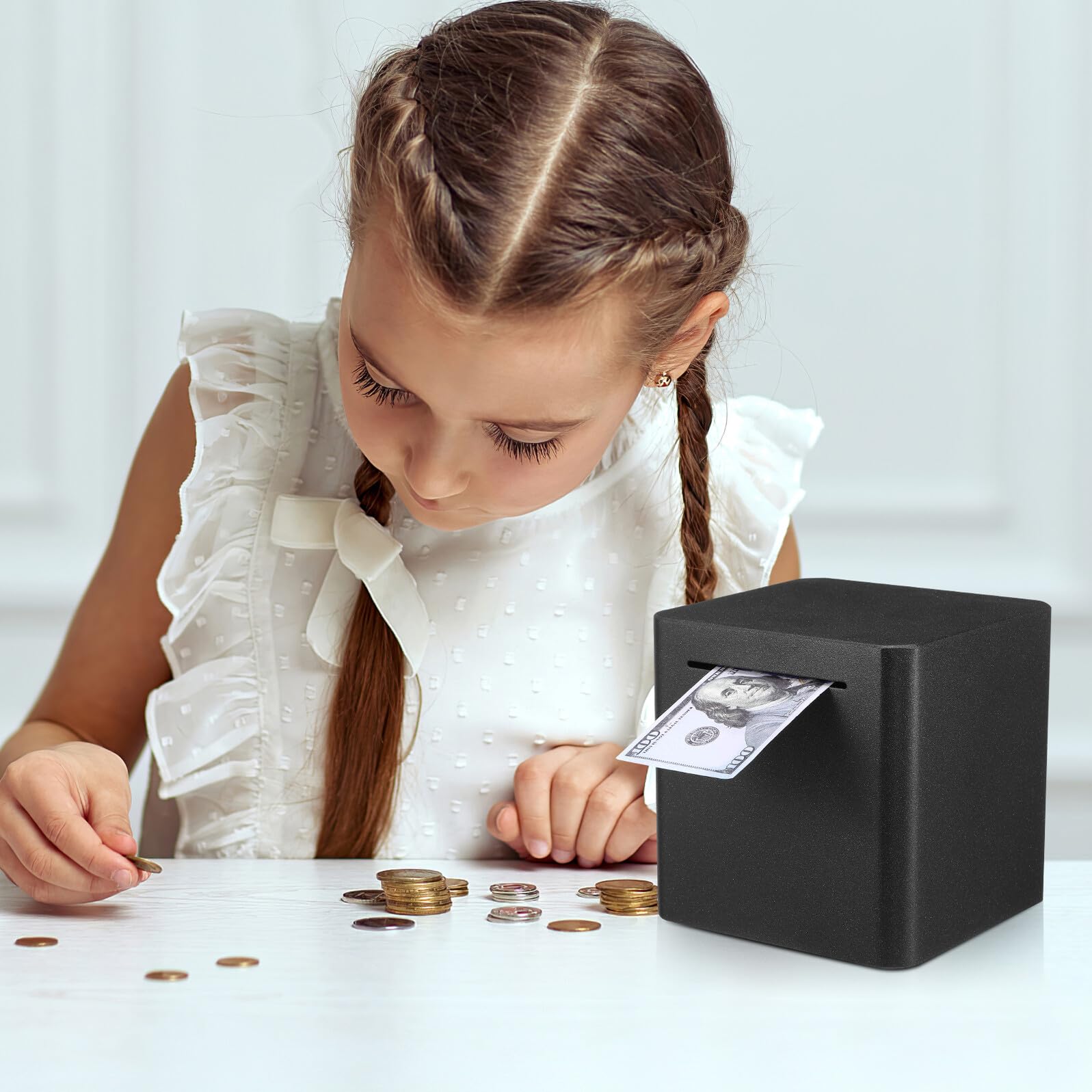 ABOOFAN Salvadanaio in Acciaio Resistente con Slot Scatola Soldi per Risparmio Contanti Sicuro Contenitore Monete e Banconote per Adulti