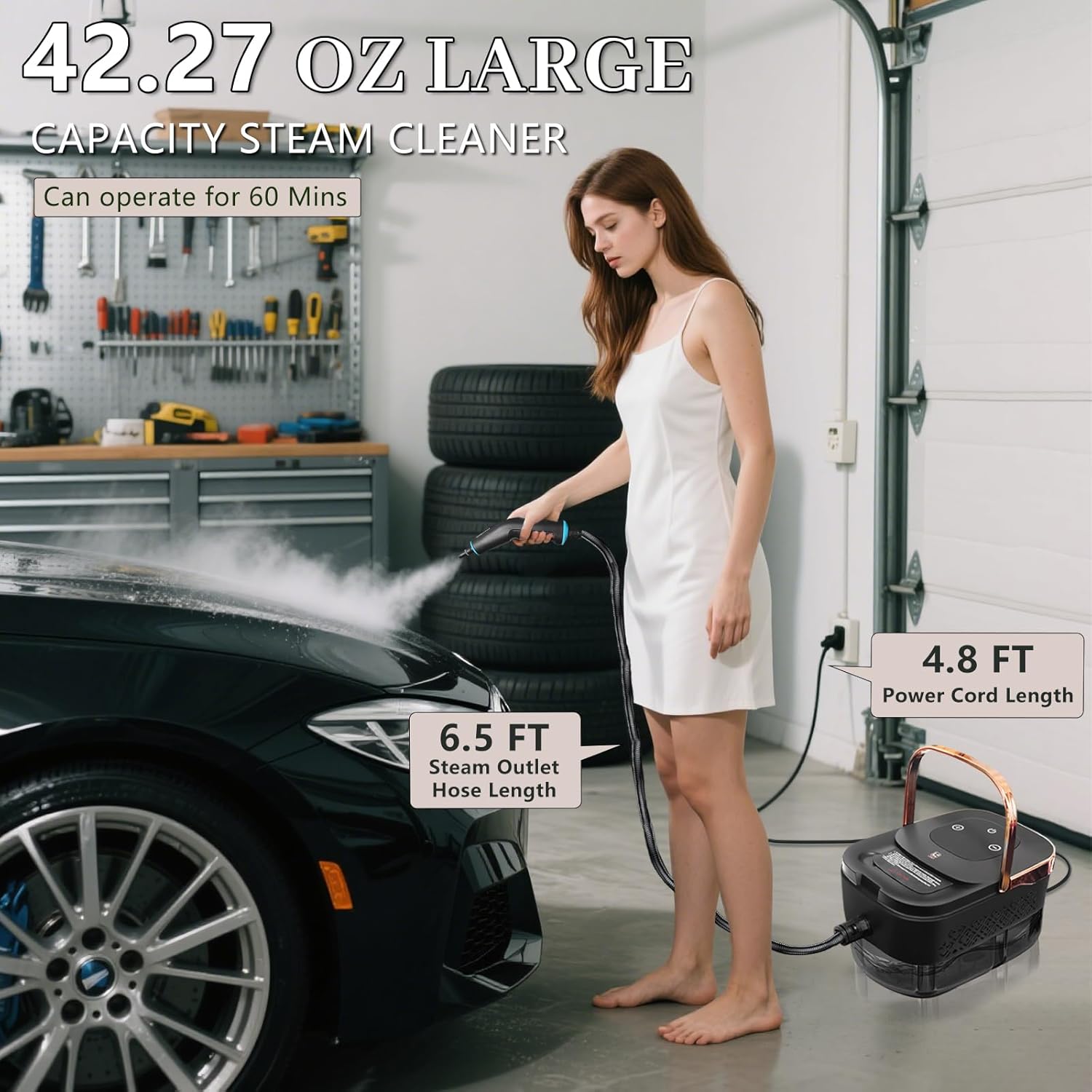 Steam Cleaner, Steamer for Cleaning, 2500W Pressurized Steam Cleaner with 1.2L Water Tank and 12 Attachments, Portable Steamer Cleaner for Home Car Kitchen Bathroom Furniture Tile Grout - Image 6