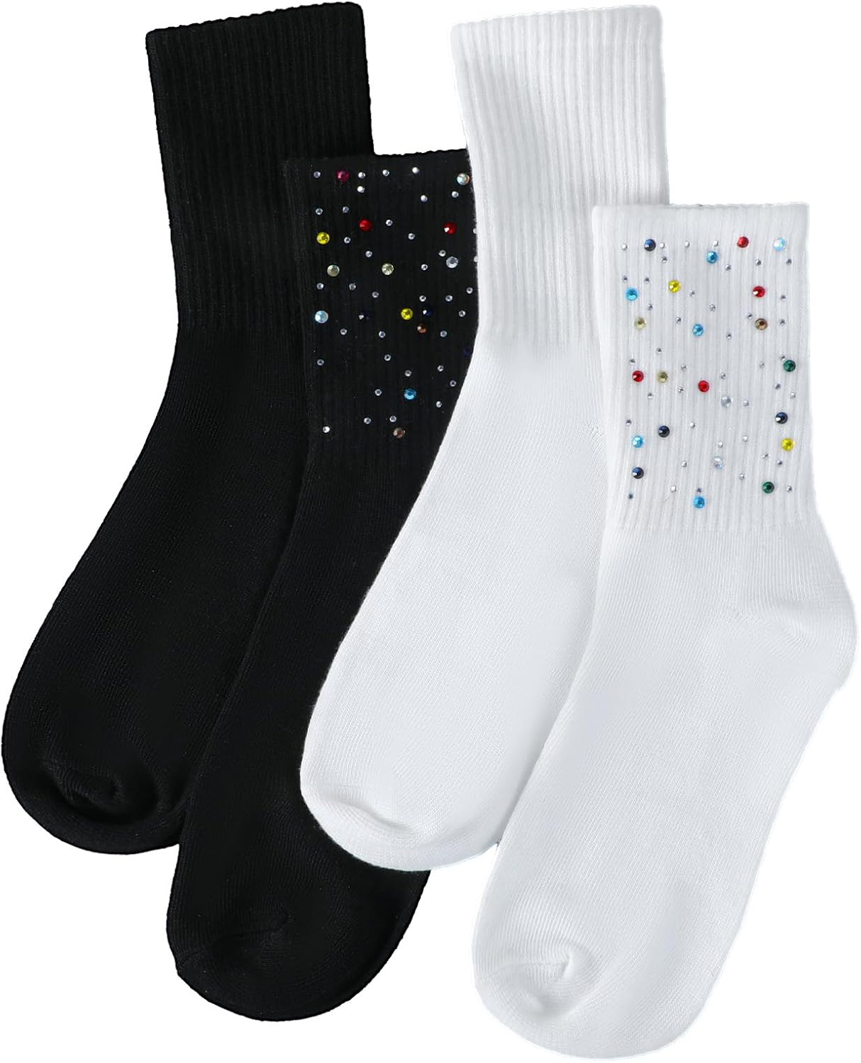 2 Pares Calcetines Brillantes Mujer Lolita Princesa con Pedrería