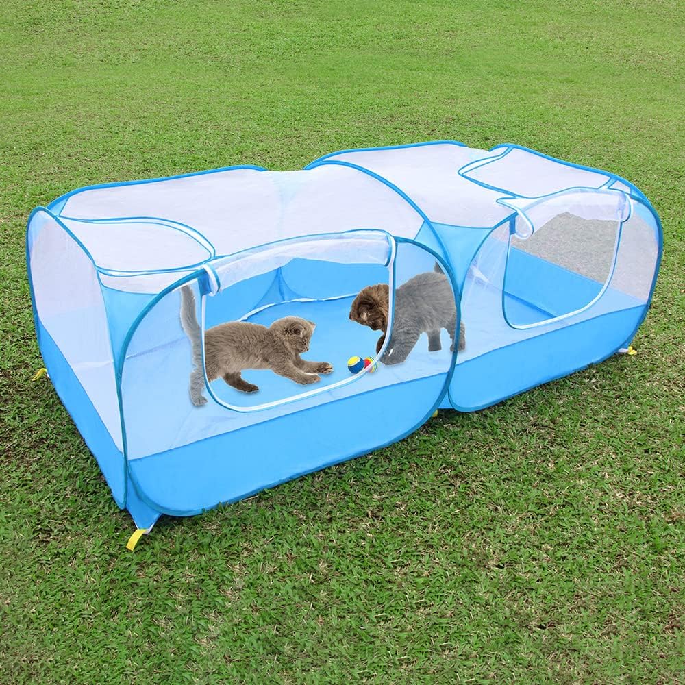 Portable Chicken Coop Chicken Run with Removable Bottom,Large Foldable Pet Enclosure for Puppy Duck Kitten Rabbits Indoor Outdoor Yard(Blue)