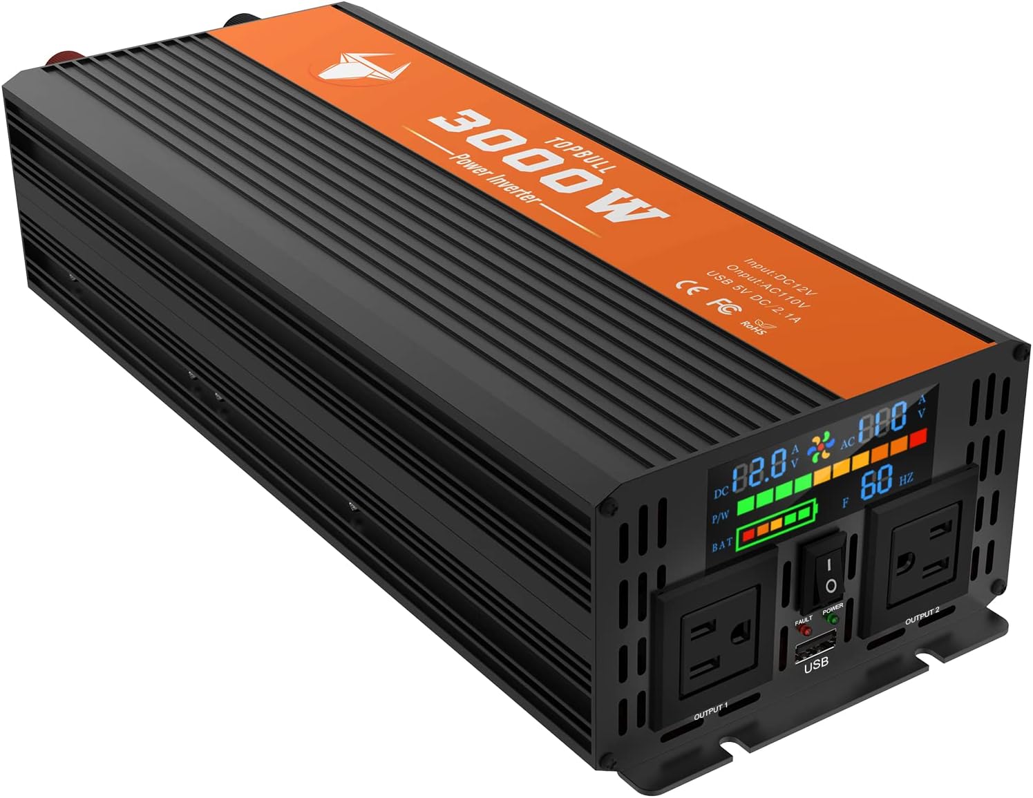 3000 Watts Sine Wave Modified Power Inverter DC to AC 12V to 110V Car Converter for Home/Outdoor LED Display RV Laptop and Emergency
