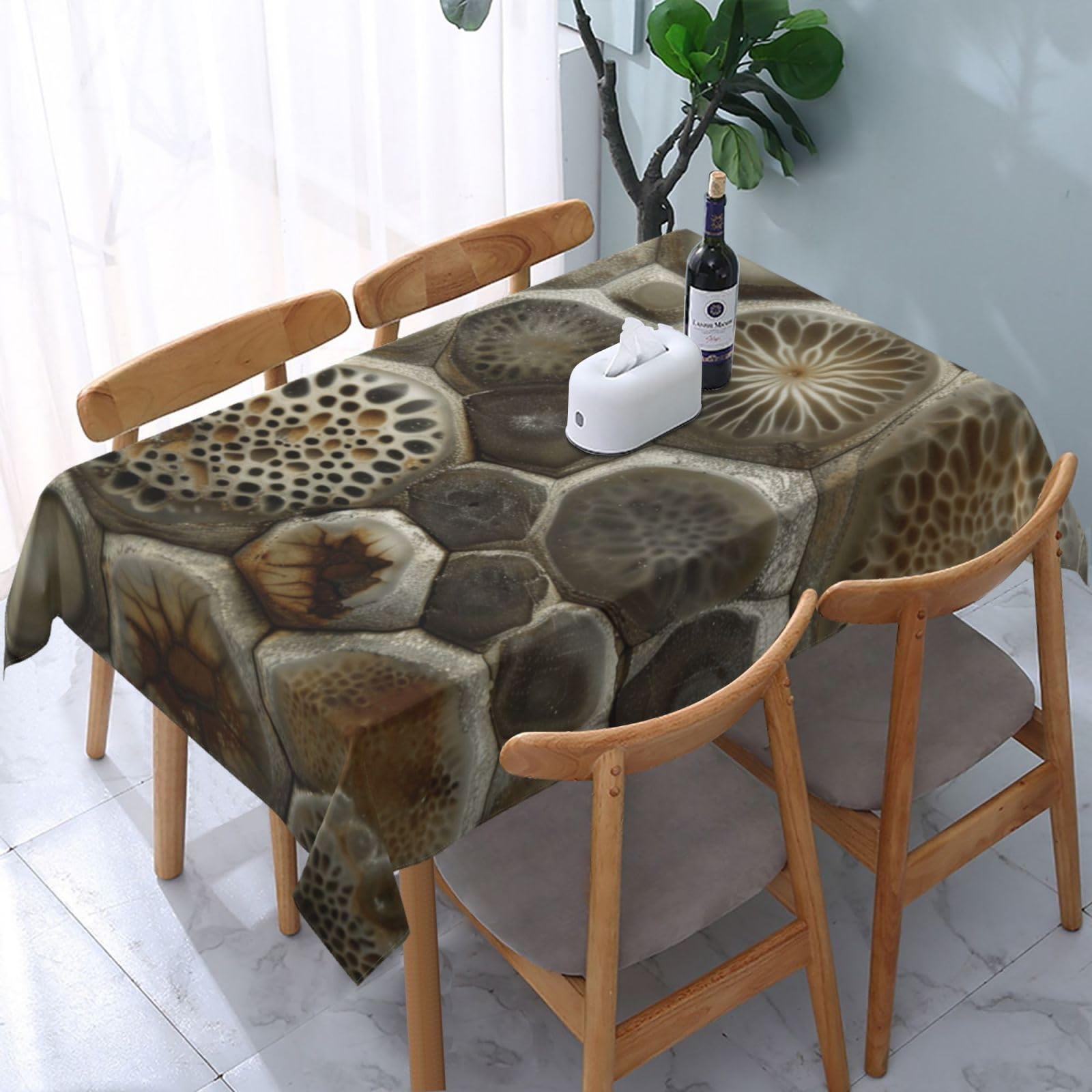 WPKJU Petoskey Stone Printed Tablecloth Water Resistant Table Cover Washable Rectangle Table Cloth for Tables 54x72 in