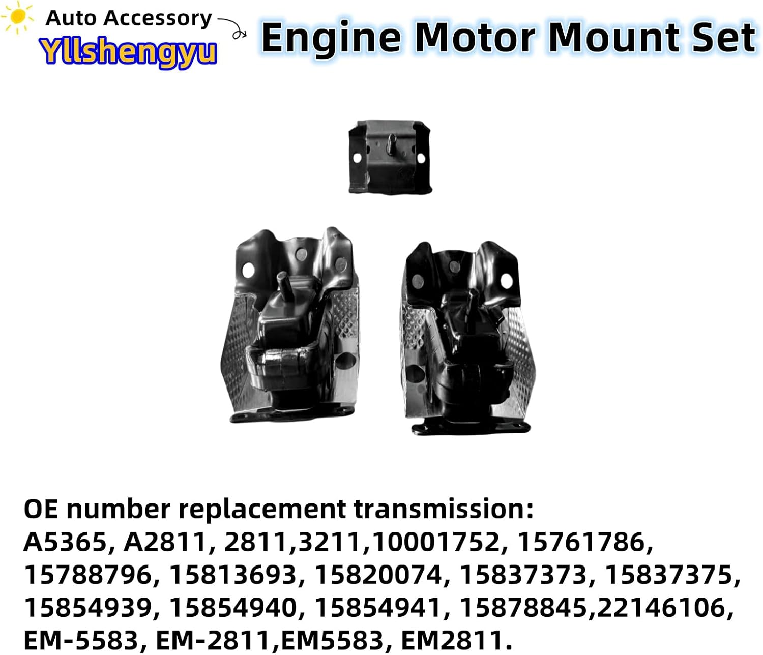3Pcs Engine Motor Mount Kit - for Trucks & SUVs (Silverado/Sierra 1500/2500/3500, Tahoe, Suburban, Avalanche, Yukon, Escalade ESV), Replaces A5365 A2811