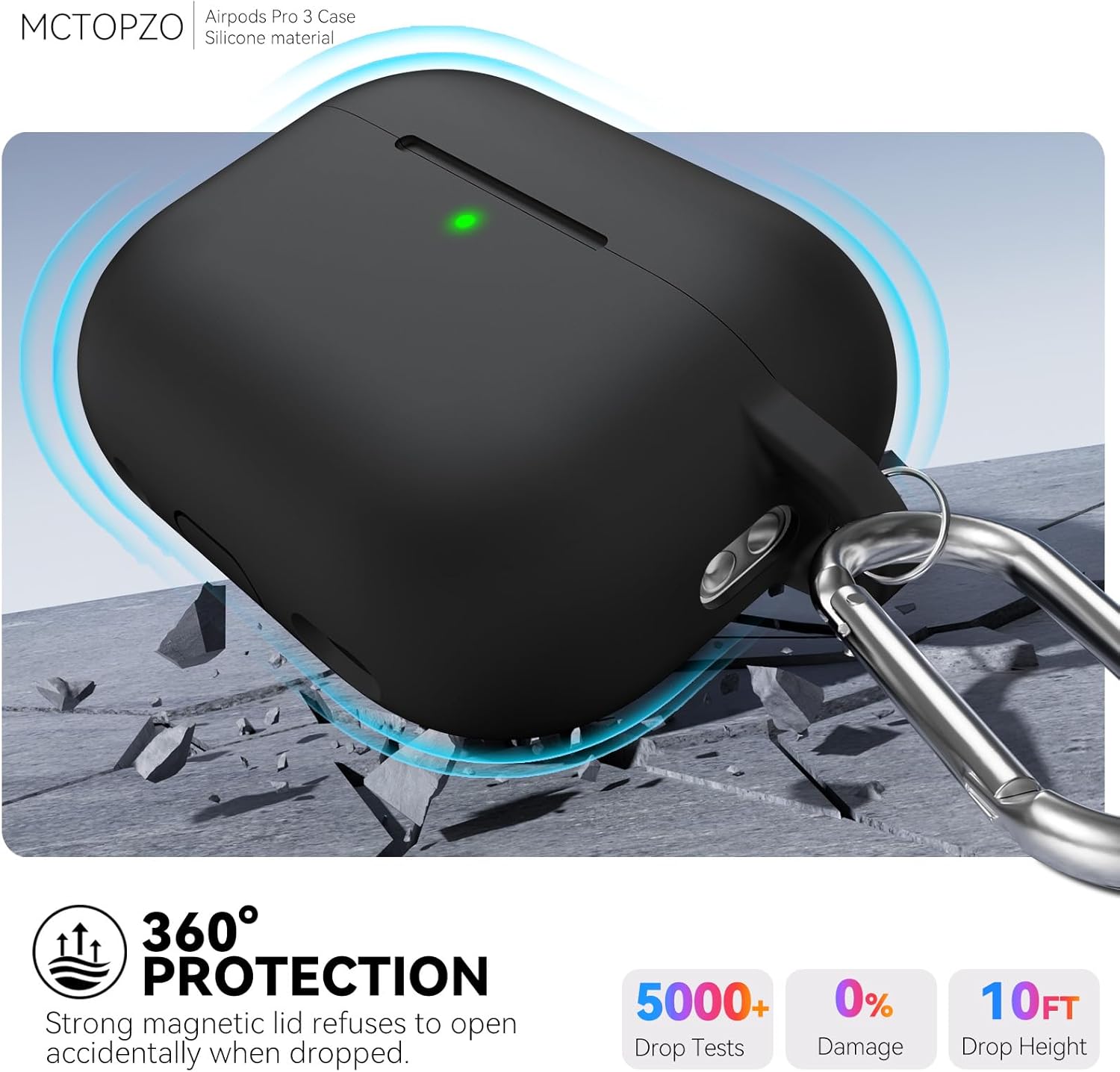 for AirPods Pro 3 Case 2025 Come with Cleaner Kit,Soft Silicone Protective Cover for Apple AirPods Pro 3rd Generation Cases with Keychain, AirPod Pro 3 Case for Women Men-Magnetic Black - Image 4