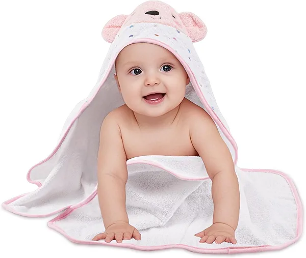 BEBE FAVOUR Hooded Baby Towels Cotton Bath Beach Soft Large Absorbent Thin Towel Shower Gifts for Newborn Toddler Infant 30 x 30 Inches (Pink Koala)