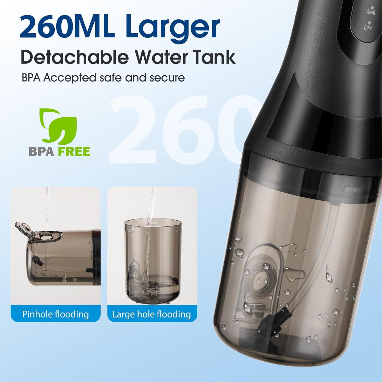 WaterFlosser Picks 260ML Cordless Acqua Elettrica Portatile Viaggio Acqua Orale Filo Interdentale