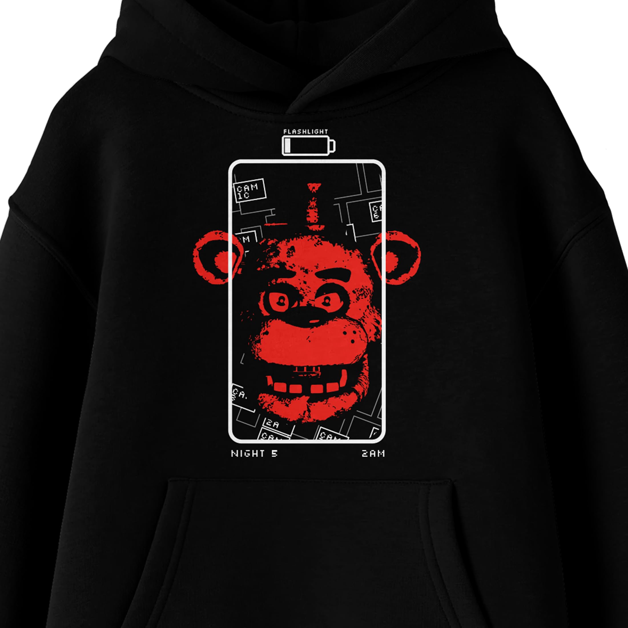 Bioworld Five Nights At Freddy's Red Freddy - Sudadera con capucha para jóvenes con cuello redondo, manga larga, color negro