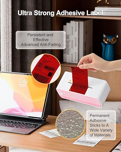 Miniatura 8 de Phomemo 4x6 Thermal Label Printer Paper - 500 PCS Red 4"x6" Fan-Fold Labels Shipping Supplies Labels - WaterOilproof Label Stickers - Permanent