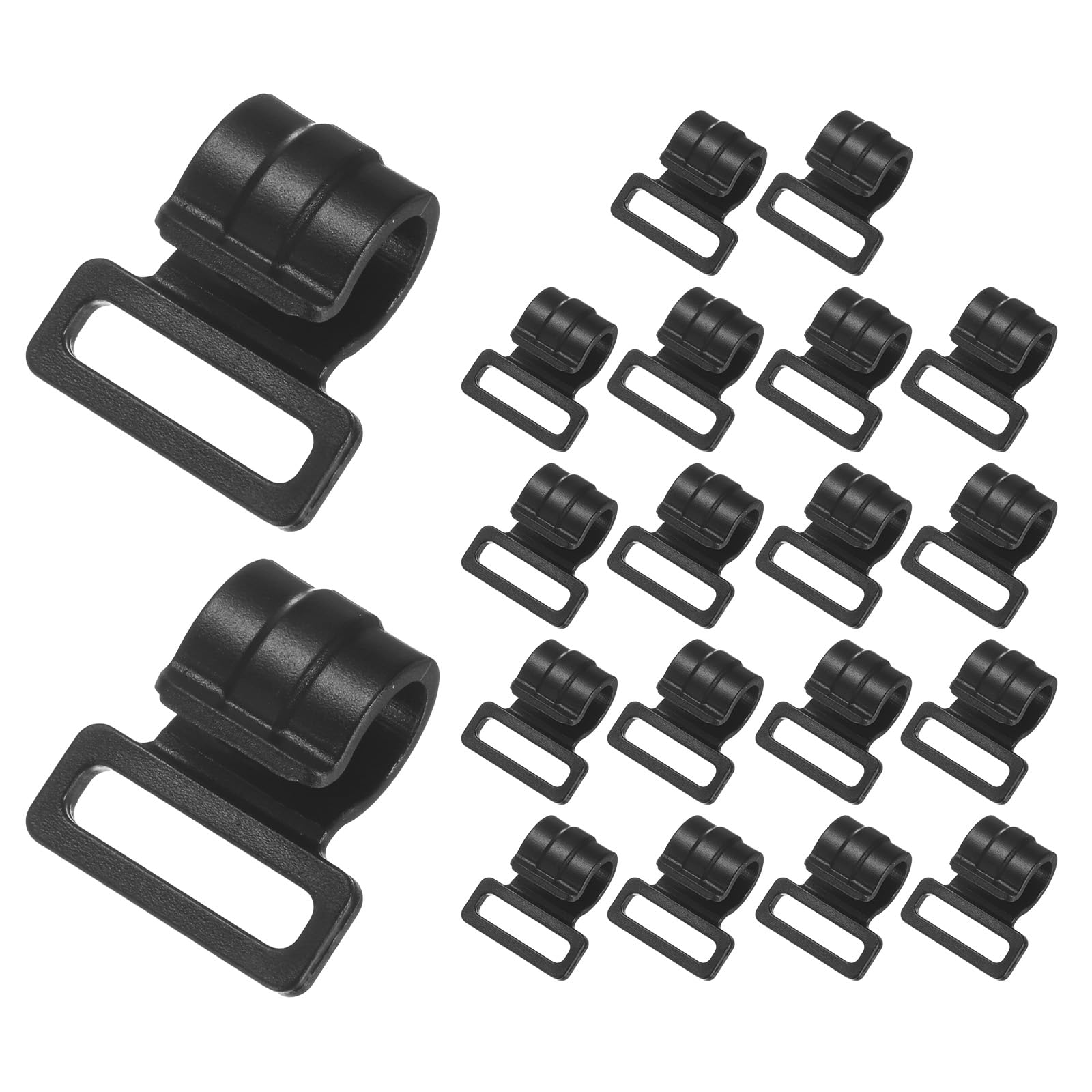 TIXIPEM 0.4IN C-Shaped Tent Pole Clips [20PCS] - Black Plastic Clamps for Camping & Awning Tent & Canopies Poles