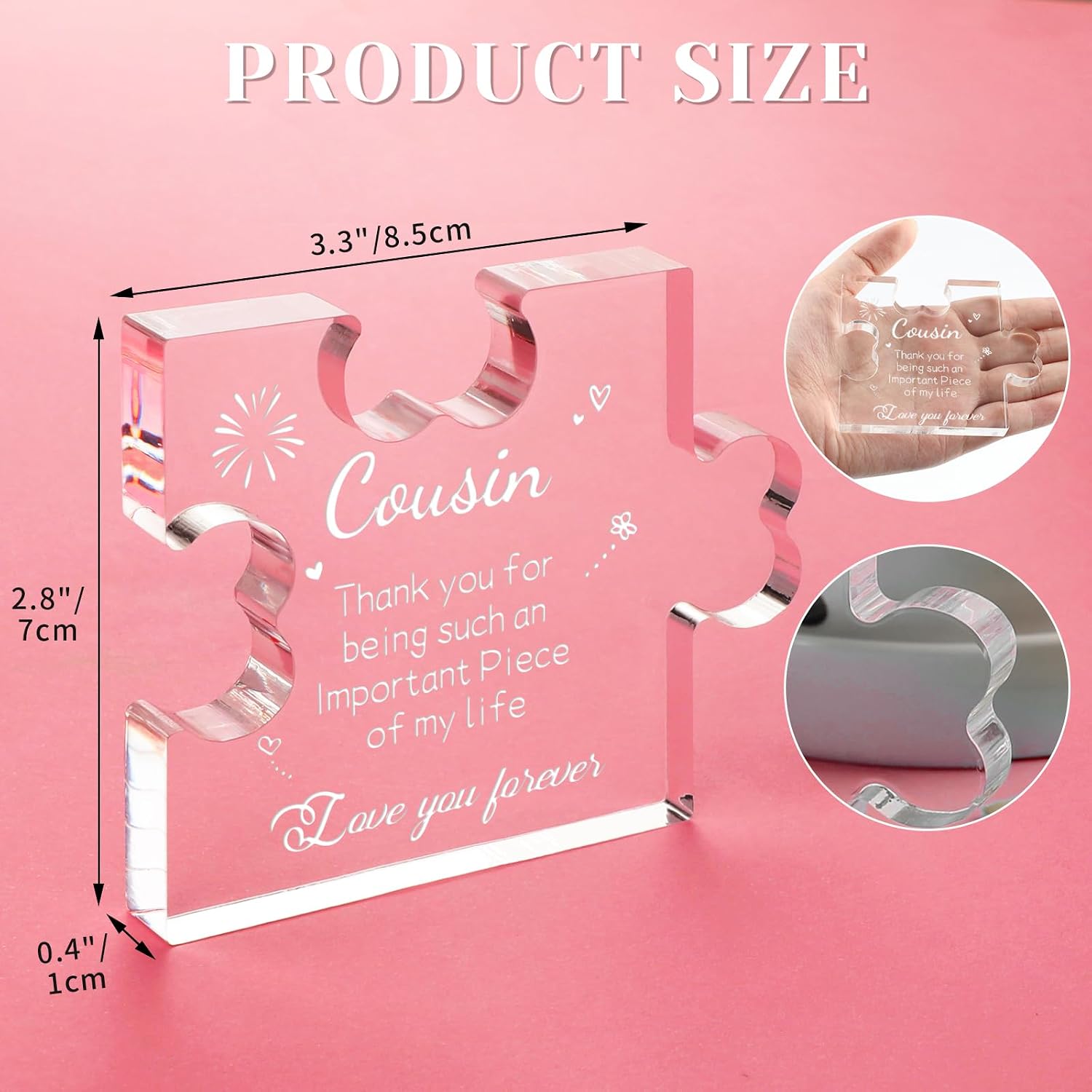 Funnli Cousin Gifts for Women Acrylic Plaque, Cousins Birthday Gifts image 2