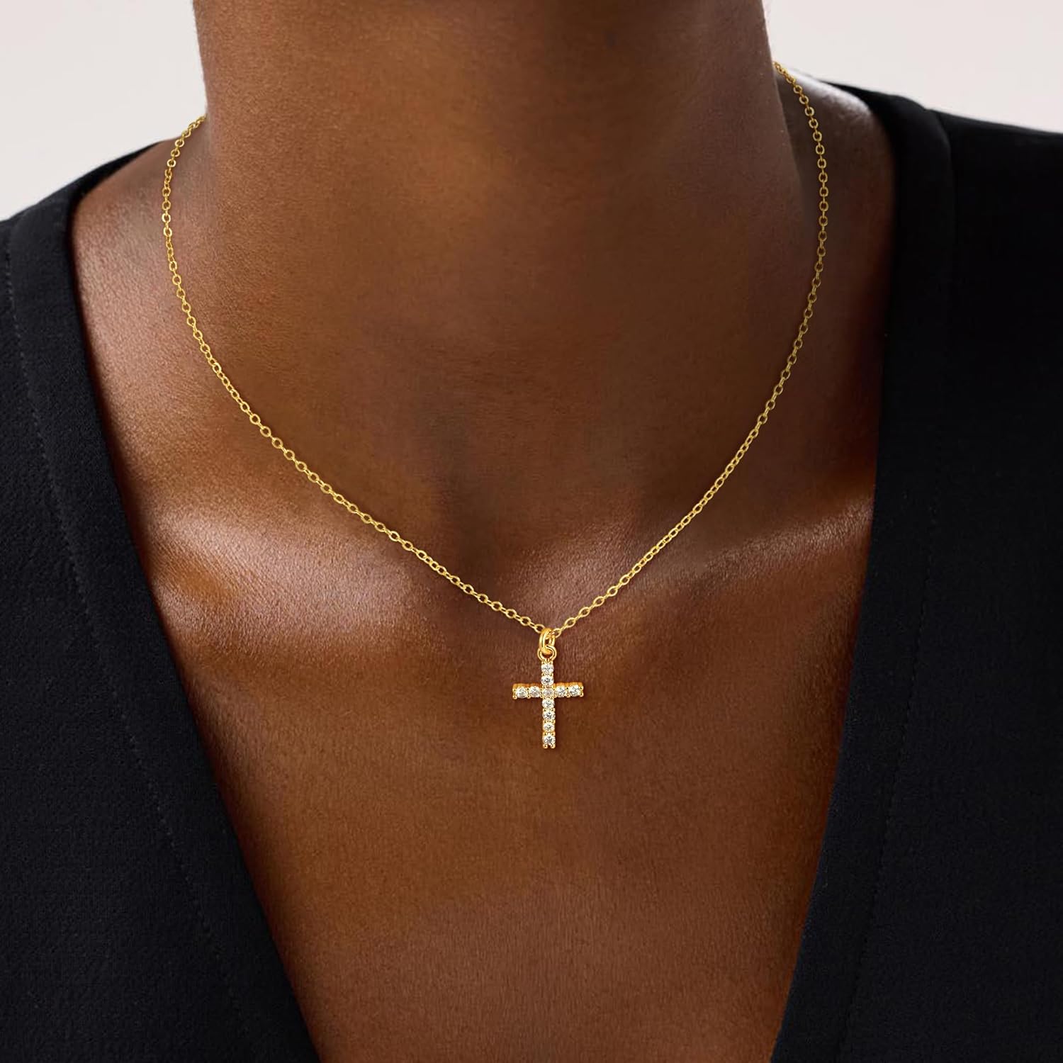 Cross Necklace for Women, 14K Gold Plated Small Cross Pendant Necklace for Women Dainty Religious Faith Jewelry Gifts - Image 3