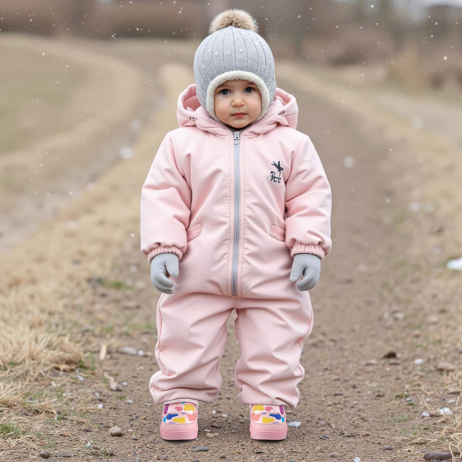 Bottines Bébé Fille Garçon Hiver Bottes Chaussures pour Tout-petit Doublure en Peluche Chaude