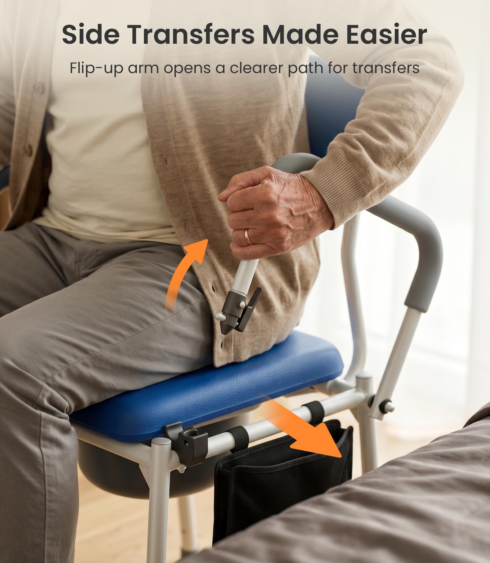 Vocic Drop Arm Commode - Easy Transfers -3