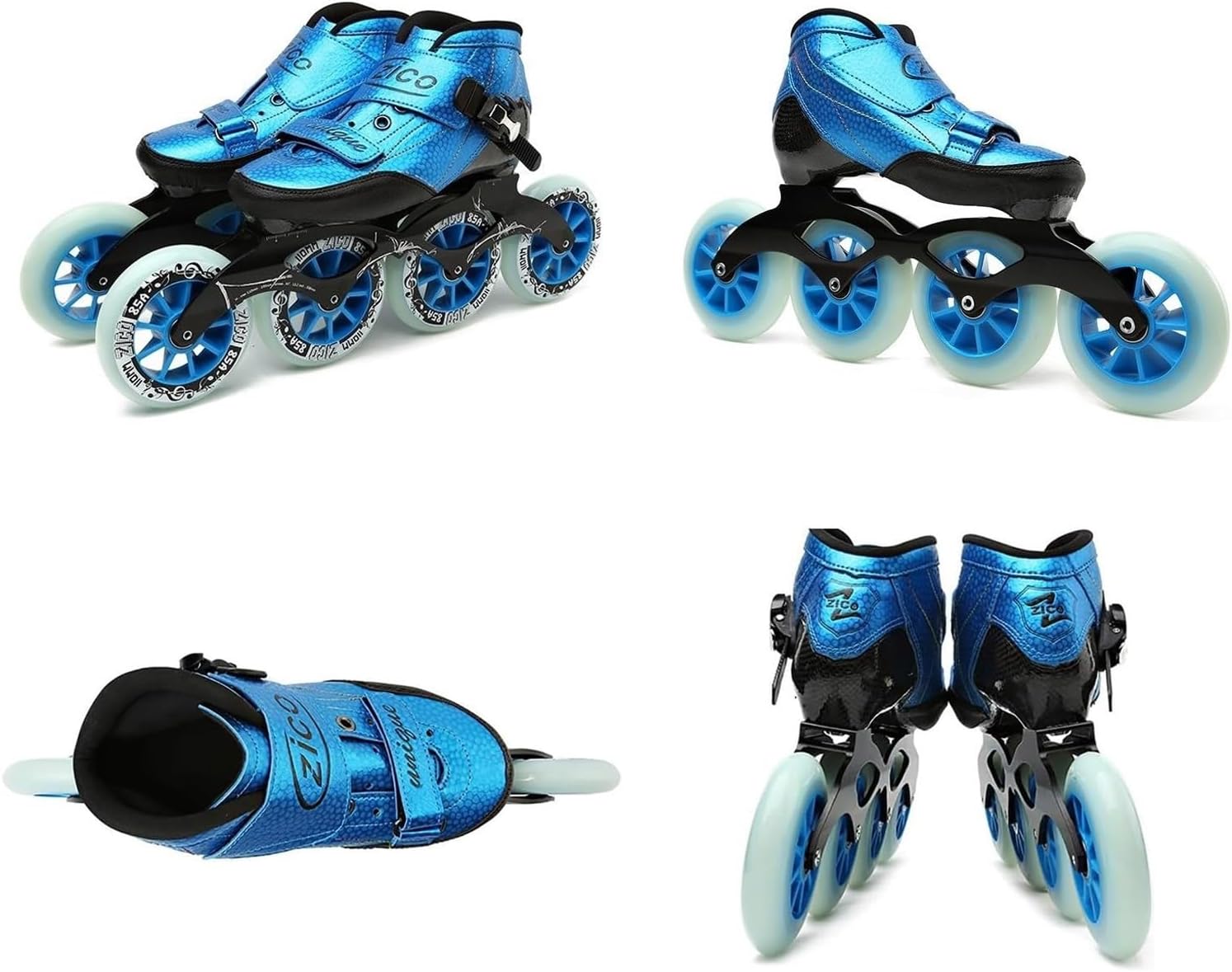 Inline Speed Skates for Adults, 4 X 90-110 Mm Wheels Professional Single Row Adjustable Lightweight Racing Skates for Beginners and Teens Fitness Skating Roller Skates Unisex