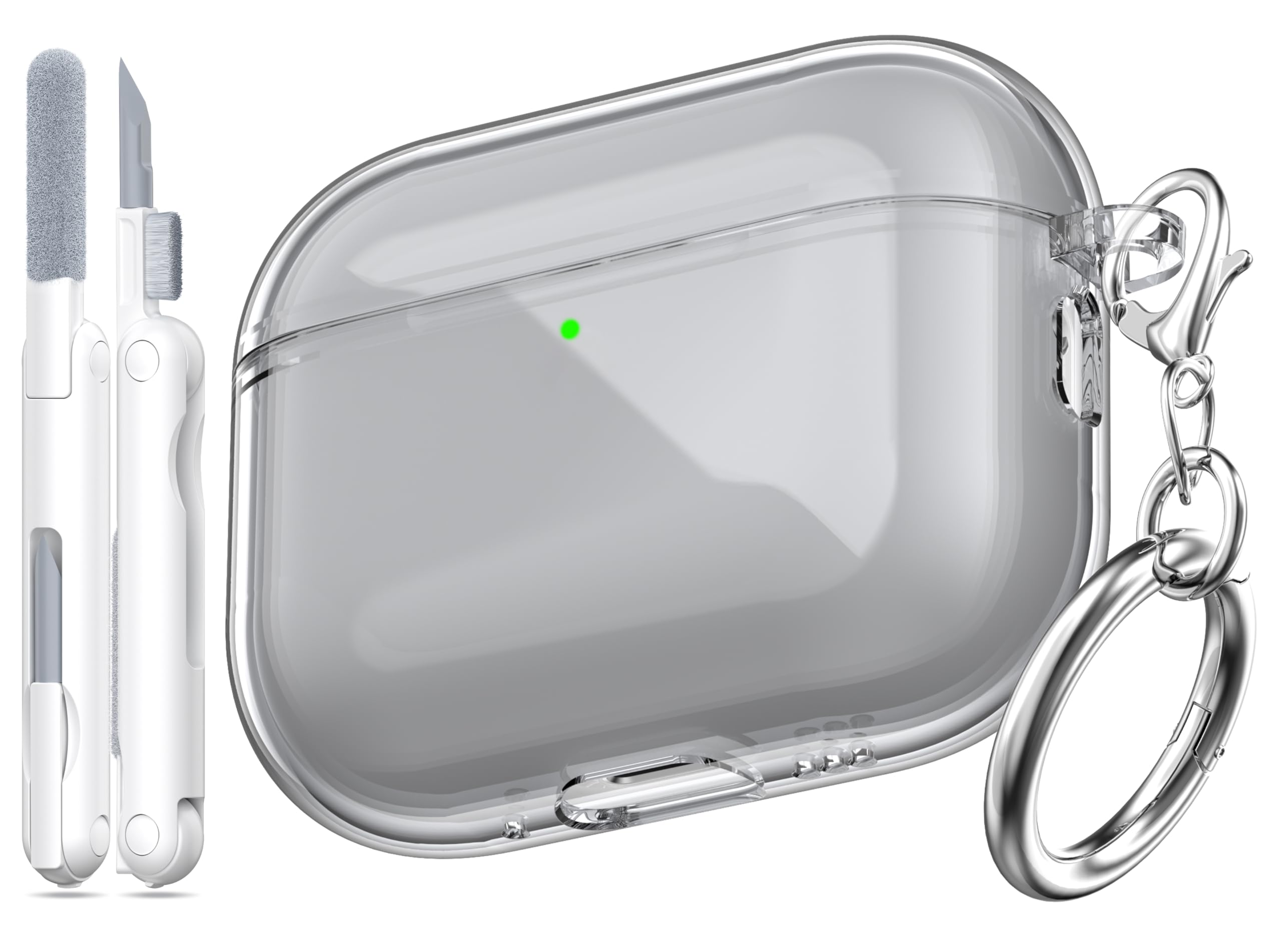 MHYALUDO for Airpods Pro 2nd/1st Generation Case Cover, Compatible with Airpods Pro Case 2nd Gen USB C Charging Port, Clear Soft Transparent Military Grade Shockproof Cover, Clear White — view 36