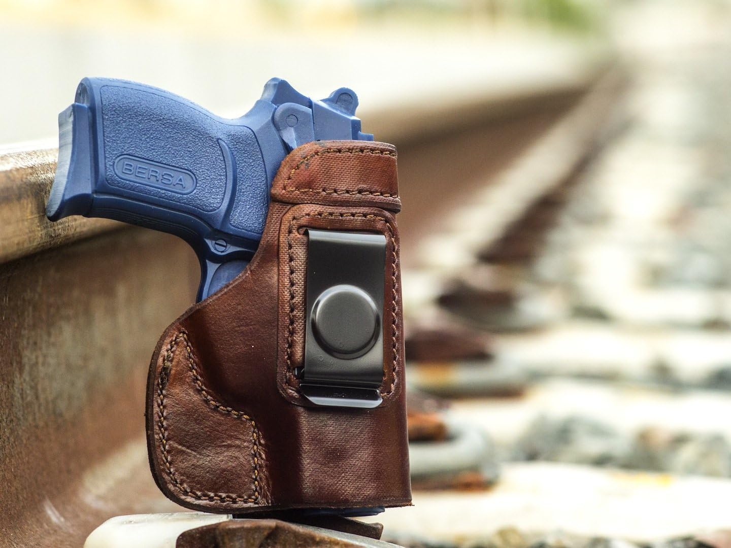 OUTBAGS USA LS2BTUC (Brown-Right) Full Grain Heavy Leather IWB Conceal Carry Gun Holster for Bersa Thunder Ultra Compact UC Pro 9mm, .40S&W, .45ACP. Handcrafted in USA.