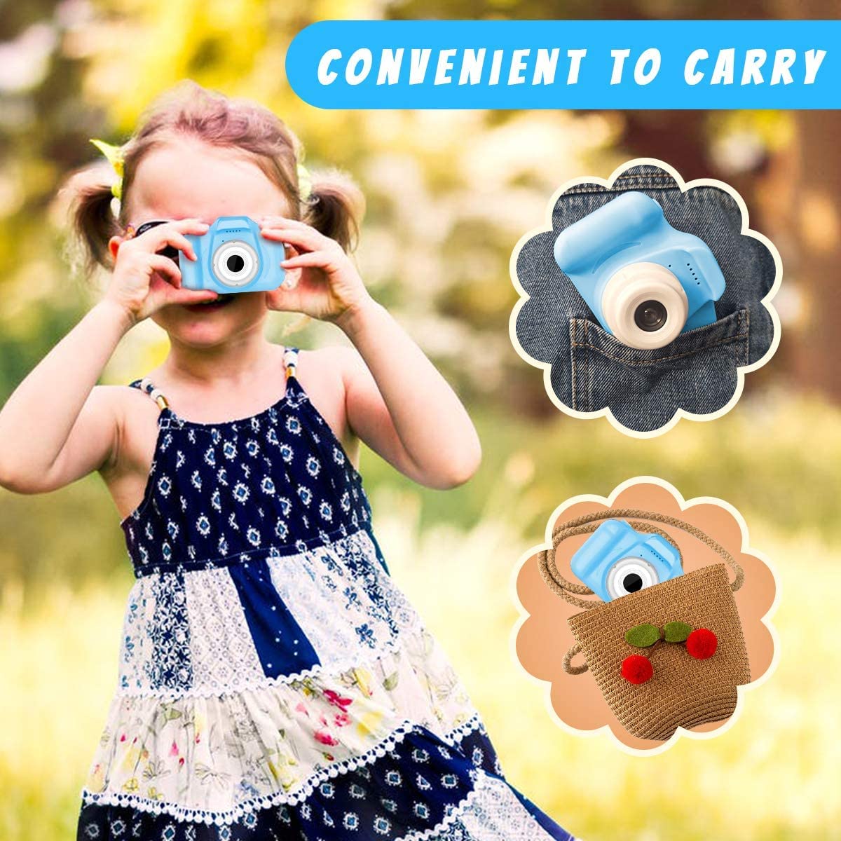 CADDLE & TOES Kids Camera, Christmas Birthday Gifts for Girls or Boys Aged 4+ to 12 Years Old, Kids Digital Camera (Blue Camera with SDCard) 3