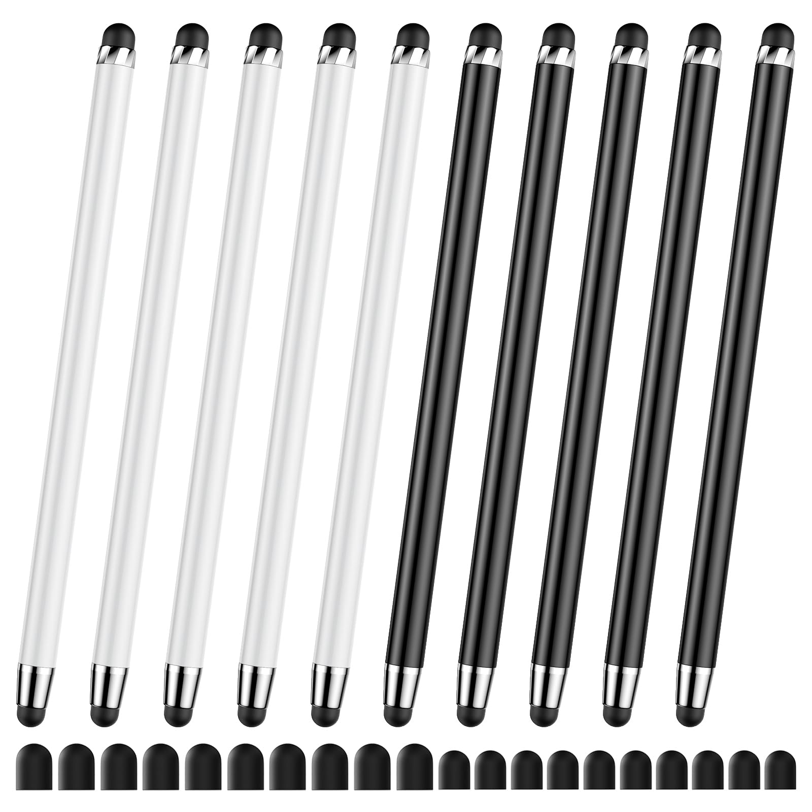 Photo 1 of 10 PCS Stylus,Stylus Pen for Touchscreen,Stylus 2-in-1 High Sensitivity & Precision Suitable for Touch Screens of iPhone/ipad/Android Tablets(10 Stylus Pen Withe/Black + 20 Tips)