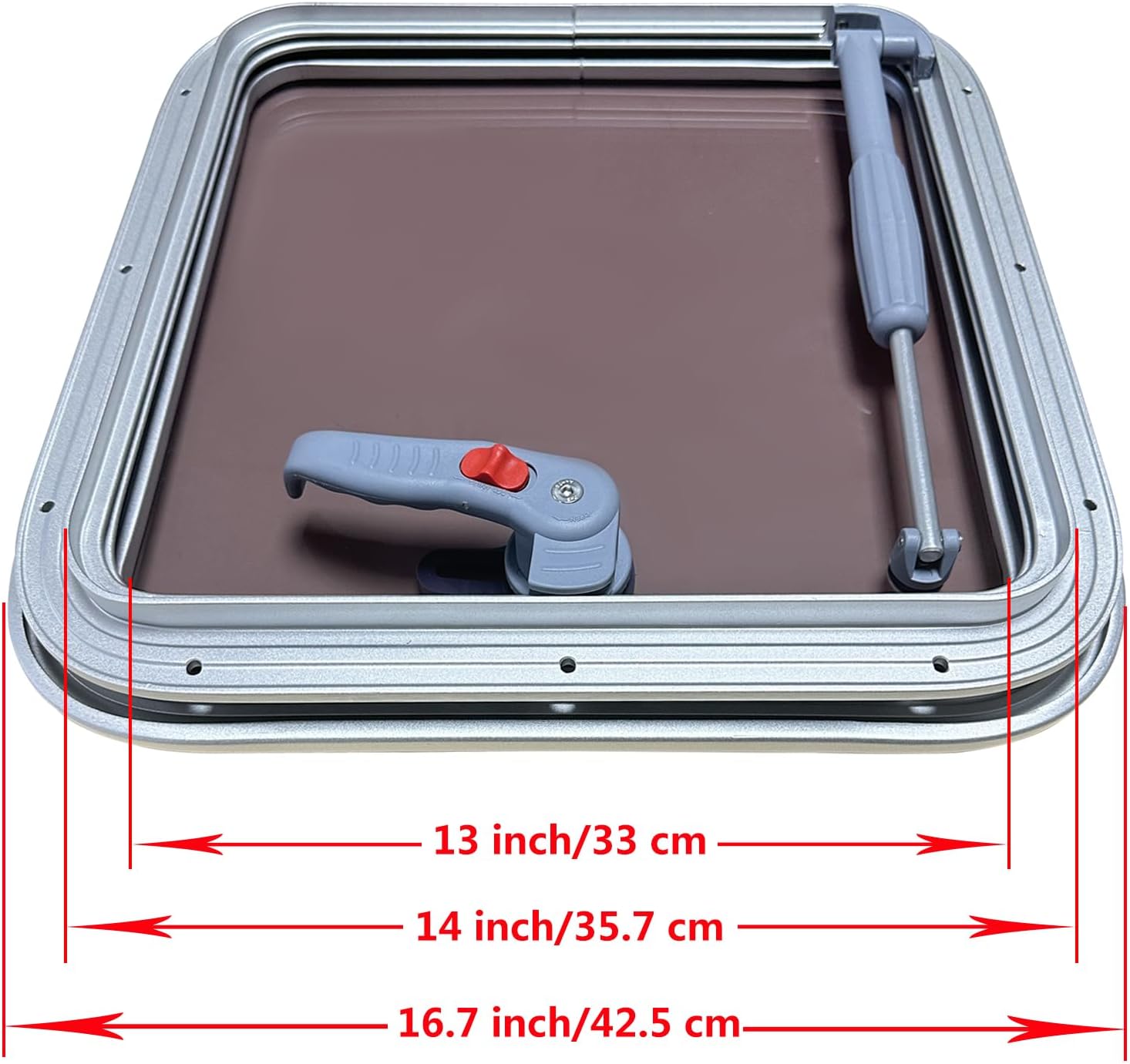 ISURE MARINE Anodized Aluminum 16.7"x 16.7" Push Out Deck Hatch Boat Yacht Square Opening Portlight Replacement Window Porthole Hole Deck,Marine Hatch Porthole with Tempered Glass for Boat/Yacht/RV