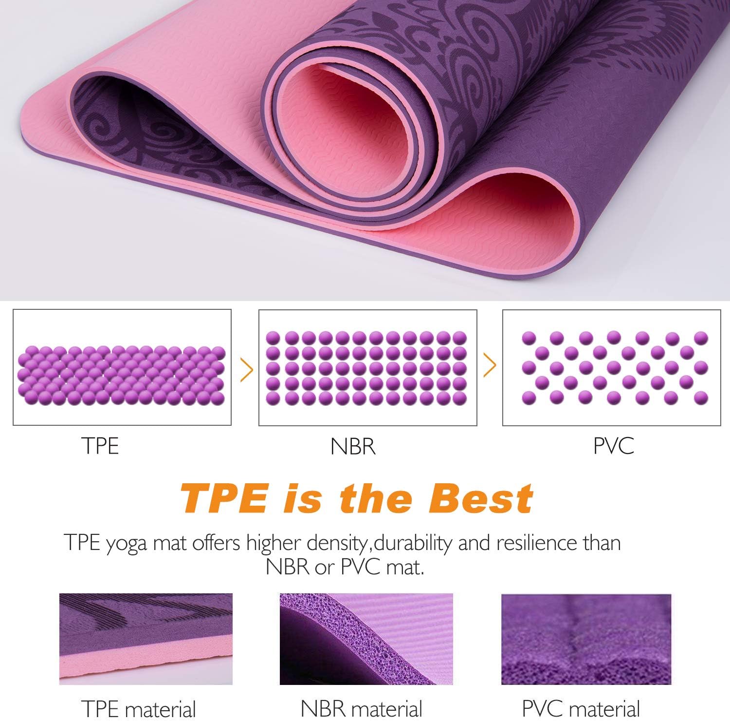 Body Alignment Yoga Mat - Pro Yoga Mat Eco Friendly Non Slip Fitness Exercise Mat with Carrying Strap-Workout Mat for Yoga, Pilates and Floor Exercises 1/4 Inch Thick
