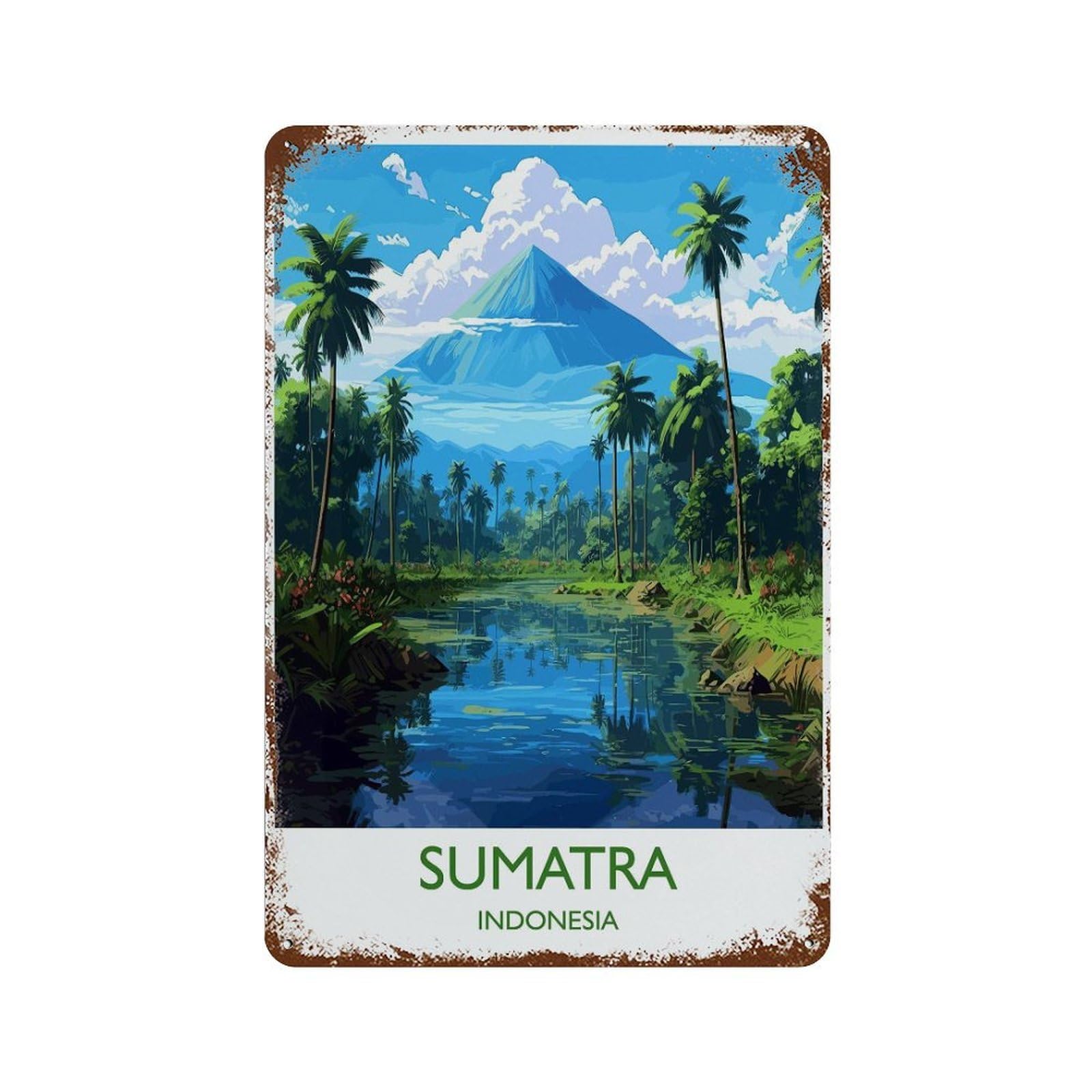 xiaoxiaoshen Sumatra Travel of Indonesia Gift Wall Decor Art Metal Tin Poster Modern Home Decor Art Home Bar Shop Decorations Vintage Sign 30x20cm