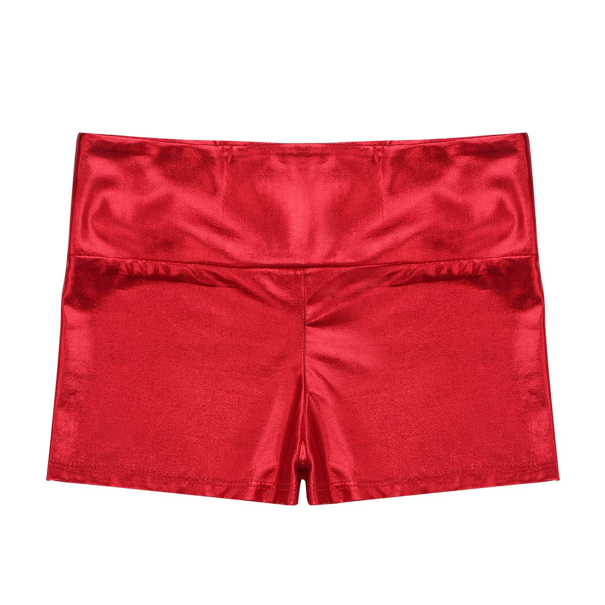 ranrann Pantalones Cortos Deportivos de Danza para Niña Shorts de Charol Metálico Cintura Alta Elástico Bóxer de Baile Yoga Gimnasia Fitness Hot Pants