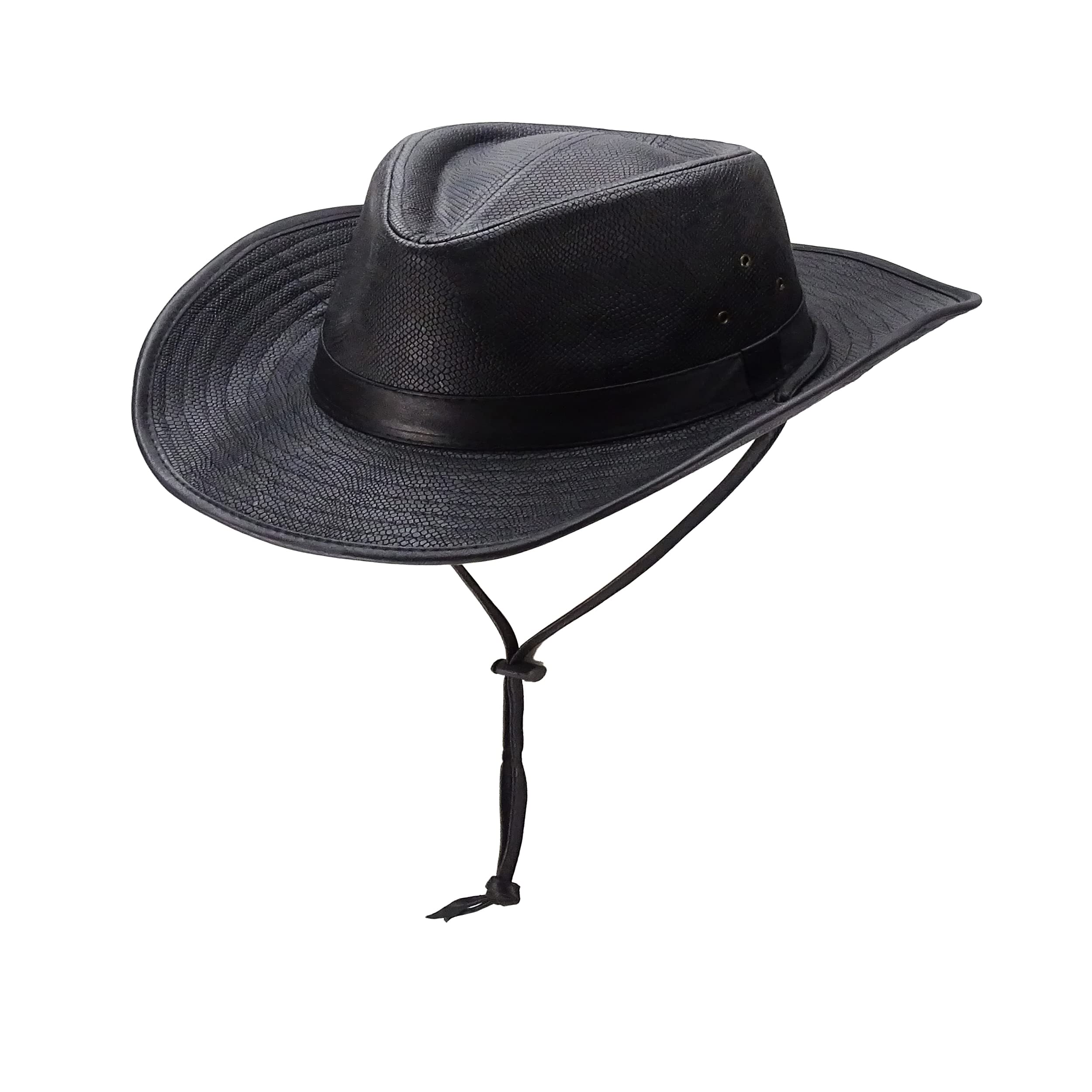 Silver Canyon Boot and Clothing CompanyWeathered Outback Outdoorsmen Shapeable Outback Hiking Western Hat with Chin Cord, Silver Canyon, Brown, Black