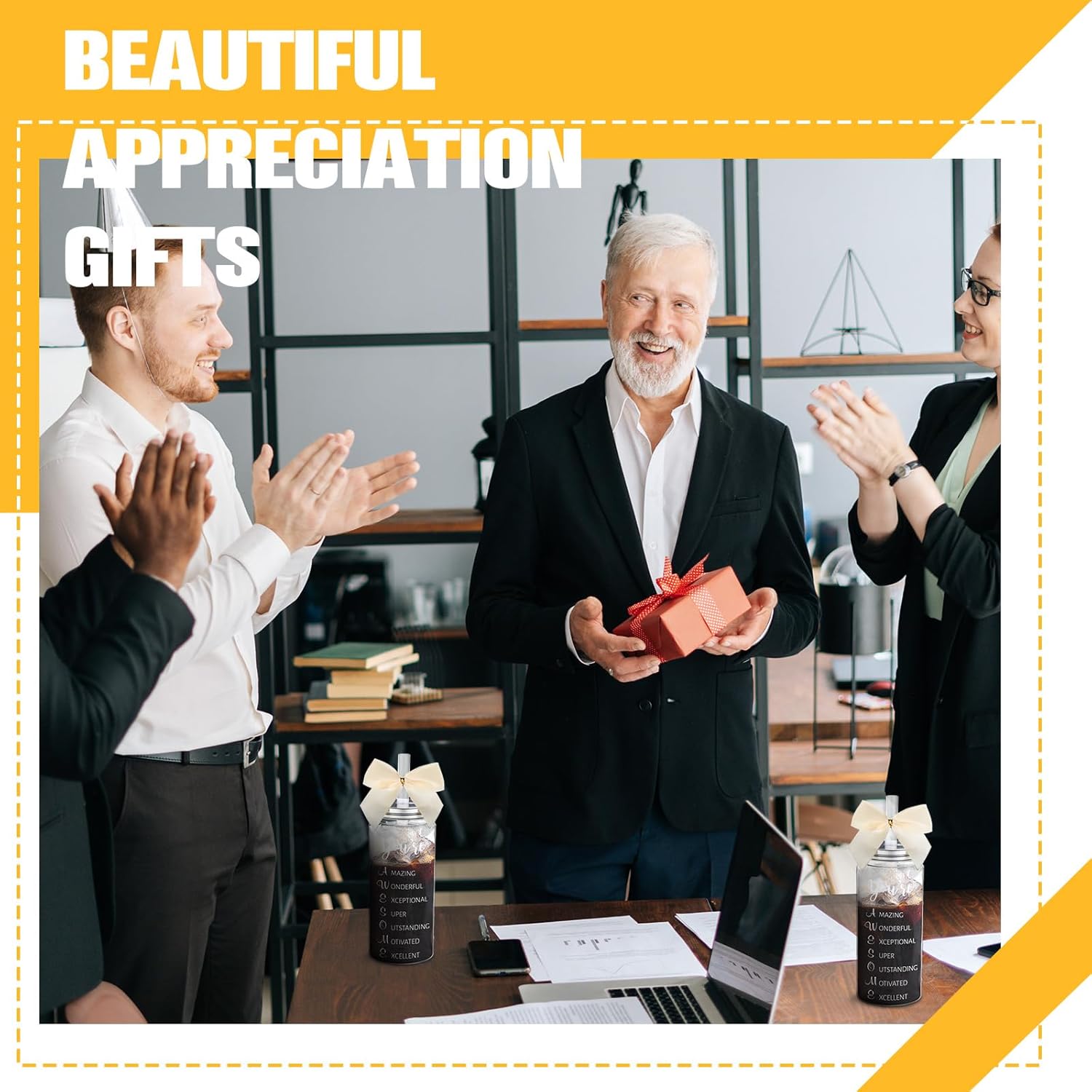 Skylety 24 Pack Valentine Employee Appreciation Gifts Bulk for Women You Are Awesome Gifts Cups with Straw Lid 13.5 oz Plastic Skinny Tumbler Cream Bow Inspirational Cups for Team Coworker Staff - Image 7