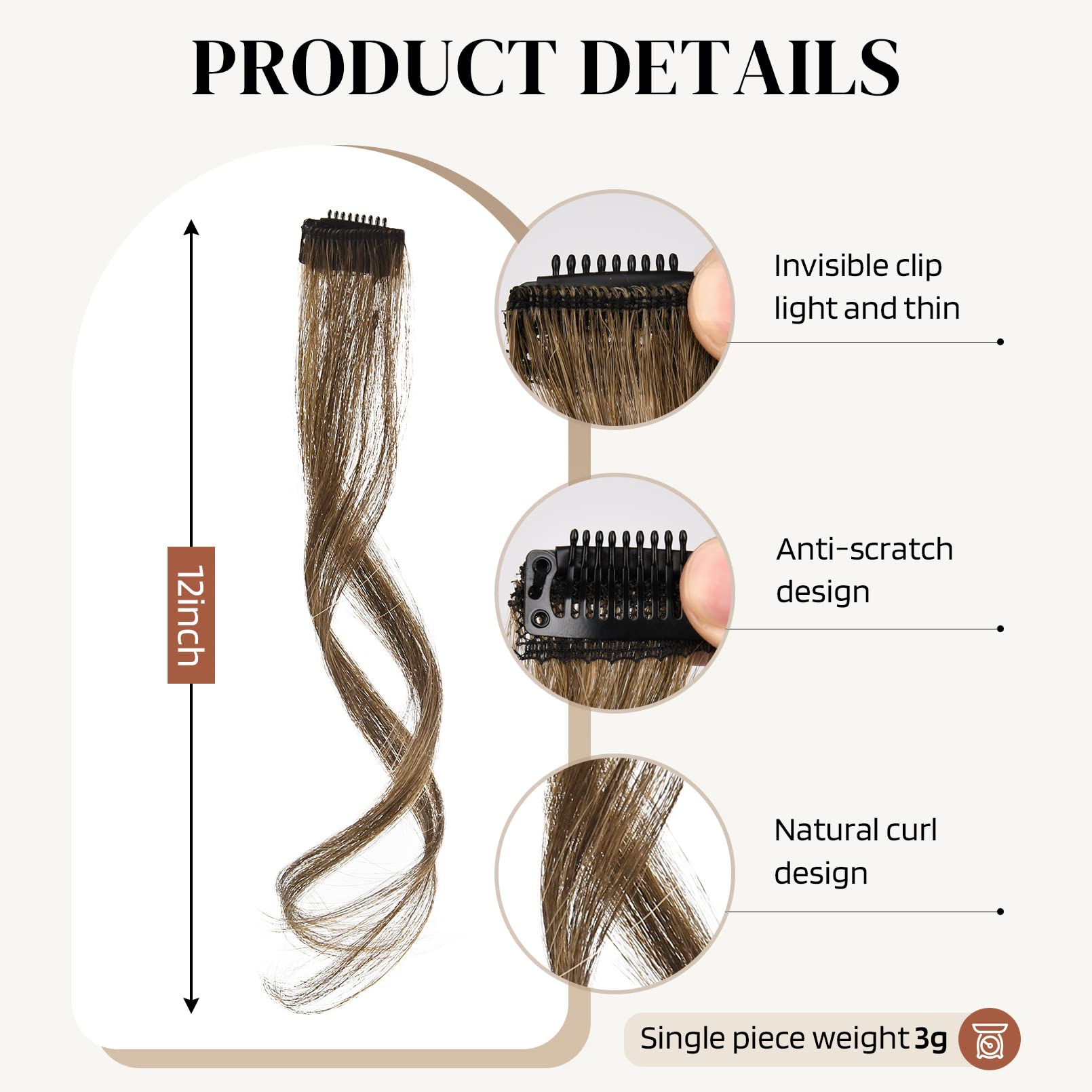 FLUFYMOOZ Side Air Bangs,2PCS Clip in Bangs Front Side Bangs ,Bangs Hair Clip on Fringe Bangs with Temples Synthetic Long Dragon beard Bangs Hair 12 inch (Dark Ash Blonde) - Image 2