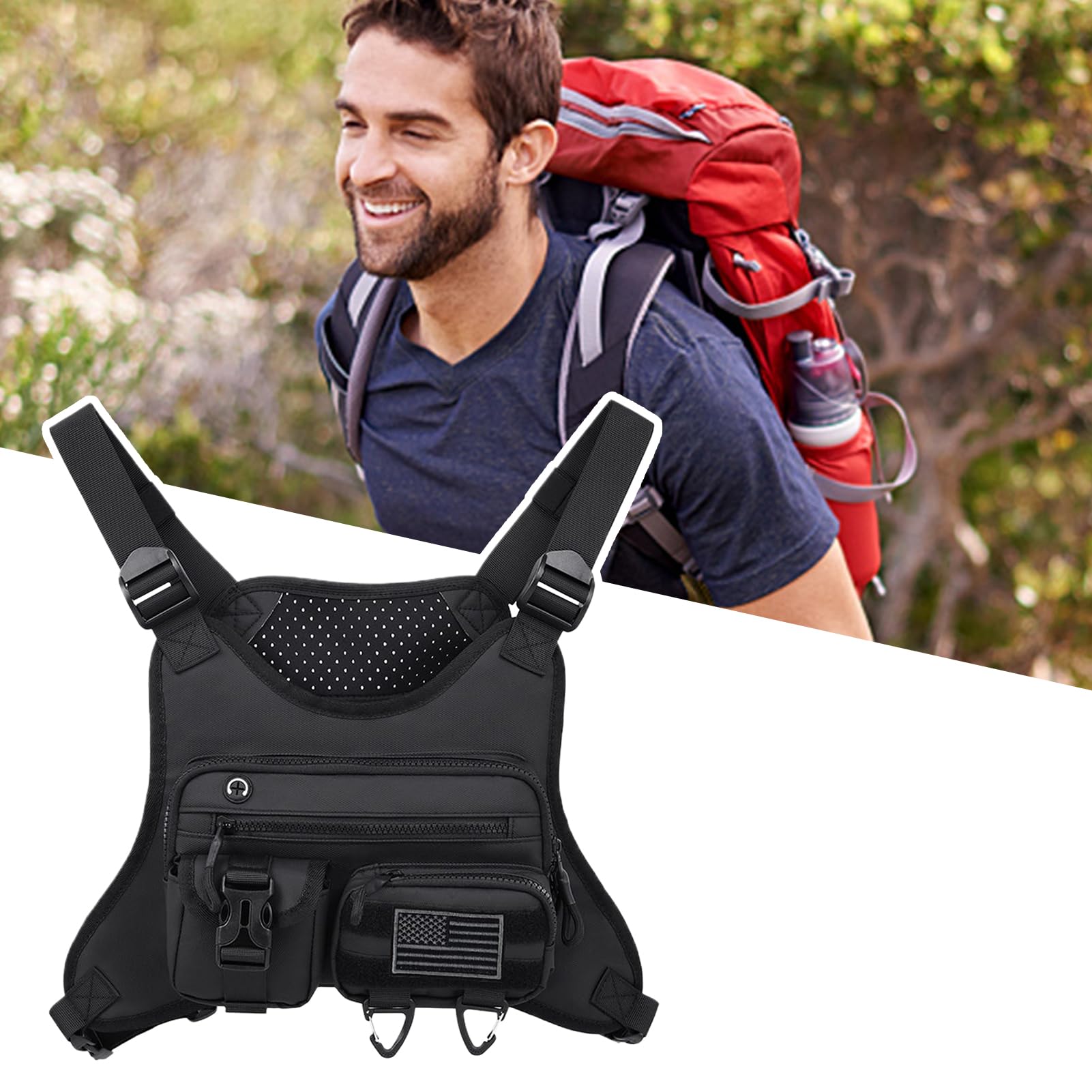 Lauf Brustbeutel Leichte Handyhaltertasche Rucksack | Wander-Brusttasche Laufweste Taschen-Rucksackweste Camping Wandern Outdoor Radfahren Joggen Läufer Workout Reisen Herren