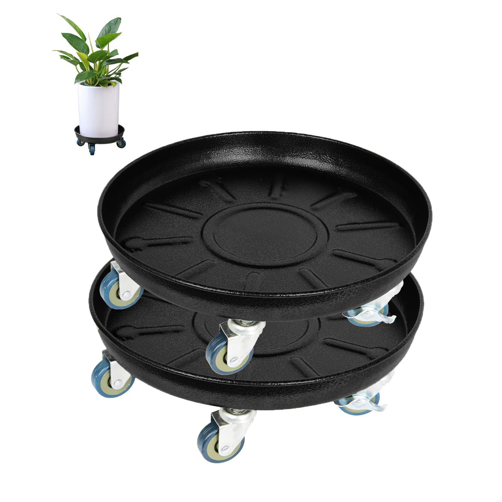 2 piezas redondas para macetas, soporte rodante para plantas con ruedas, soporte para plantas rodantes con ruedas, macetas redondas, soporte para plantas, ruedas