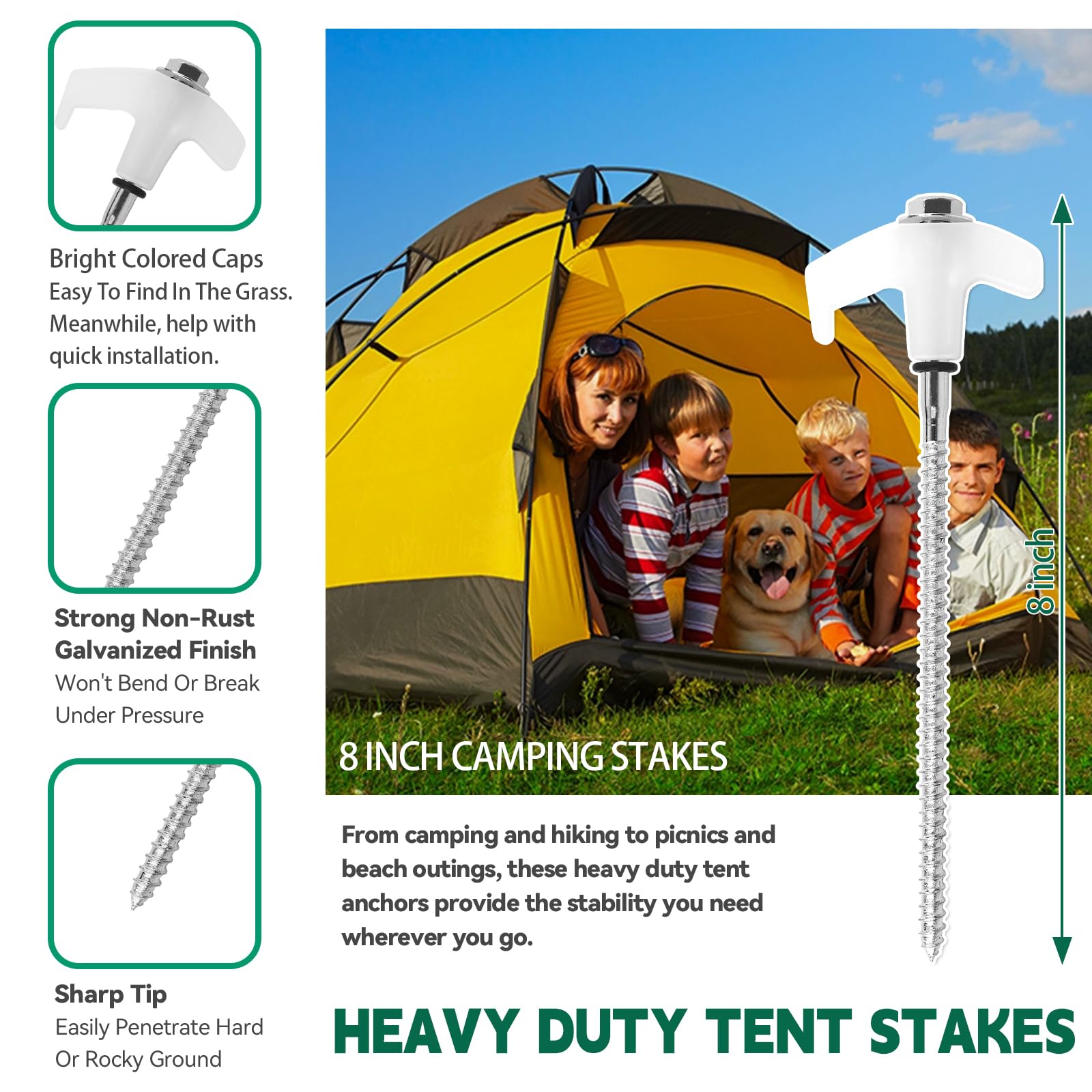 Lot De 20 Piquets De Tente Robustes – Ancrages Au Sol à Visser