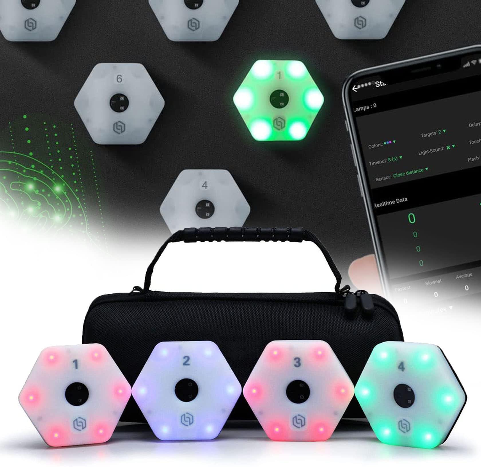 Reaction Training Light, Boxing Reflex, Reaction Light System for Reaction Speed with App, Exercises Accessories Lights, Exercise for Leisure, Fun for All Ages,4lights