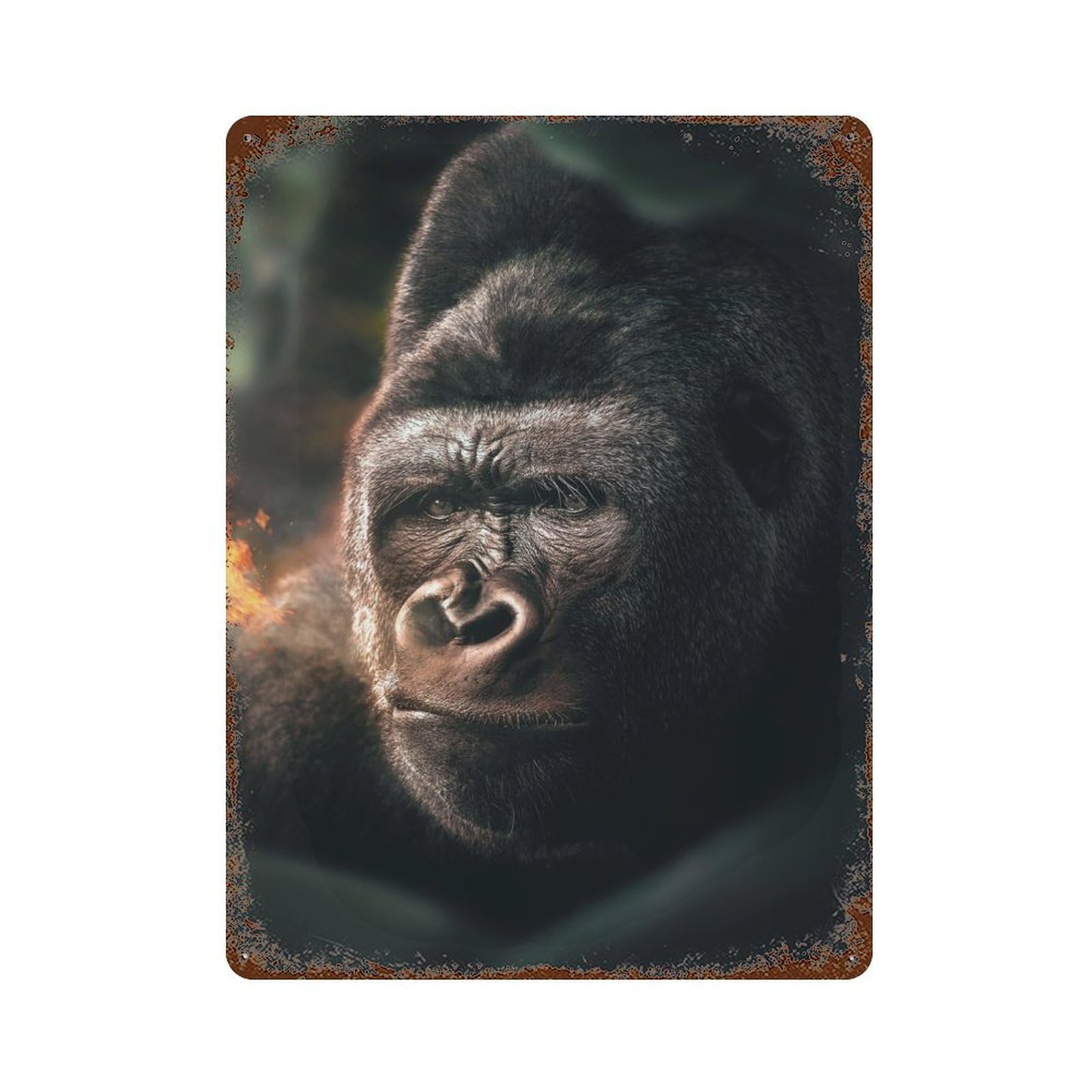 Gorilla Flame Retro Metal Sign 15.7"x11.8", Vintage Wall Decor for Garage, Pub Or Kitchen