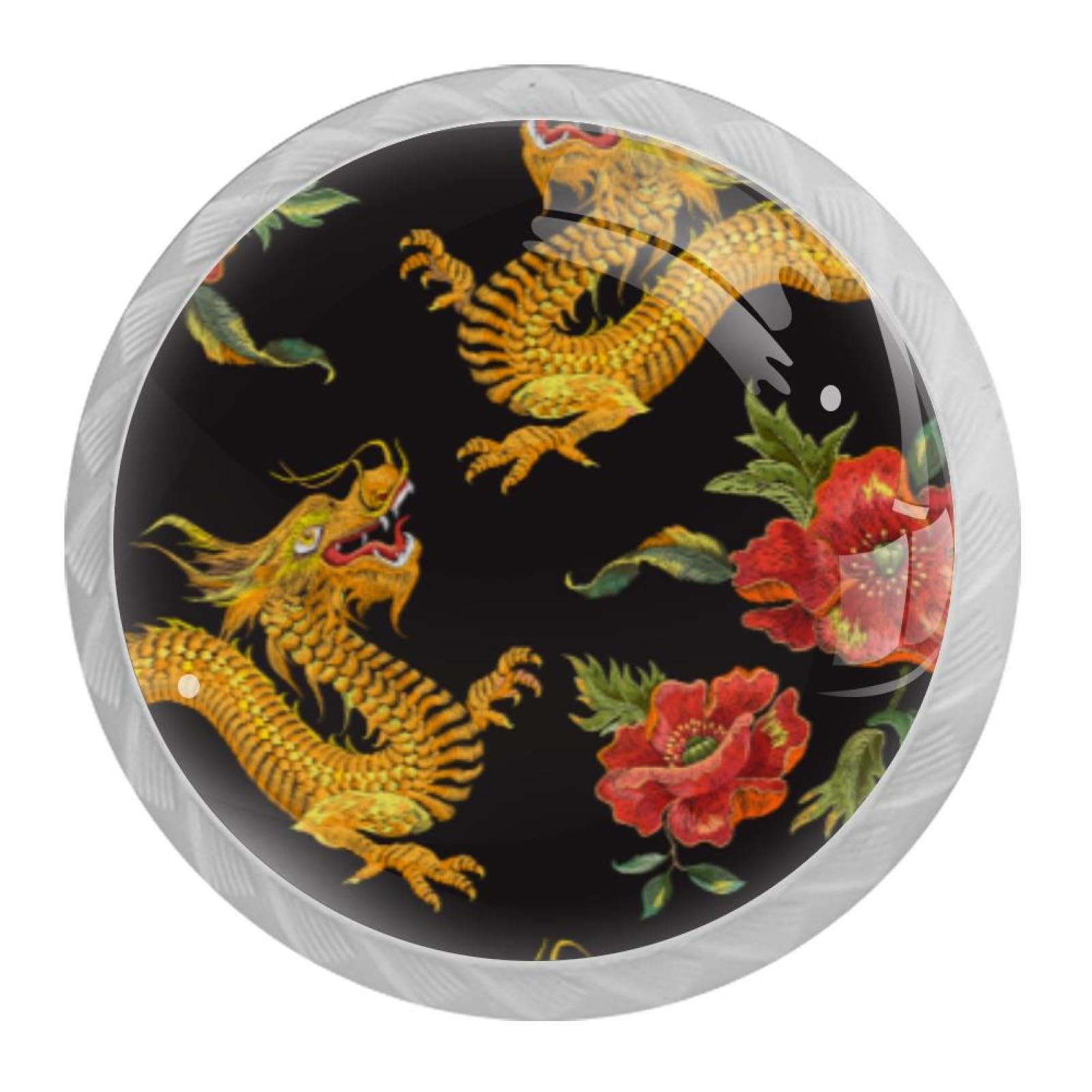 Tqmspg Multi09 4 Pieces Drawer Pulls Animal Dragon Door Knobs Dresser Handles For Kitchen Wardrobe Cupboard Hardware Furniture