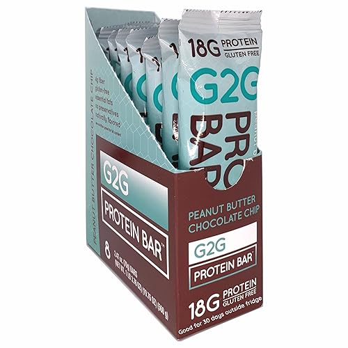 G2G Barra de proteínas, chispas de chocolate con mantequilla de maní, comida real, refrigerada para frescura, aperitivo saludable, delicioso