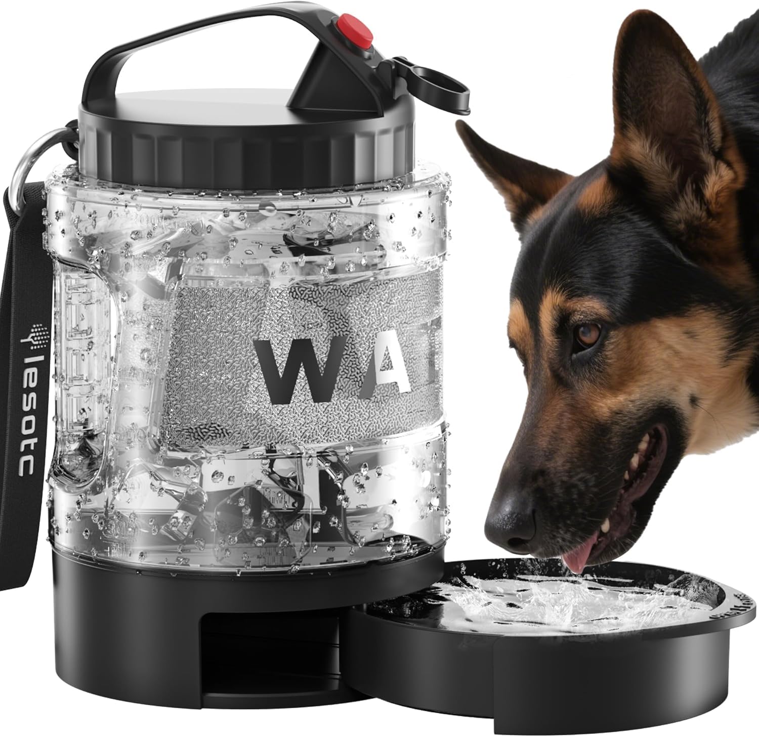 lesotc Dispensador de cuenco de agua portátil para perros, botella de agua de viaje para perros