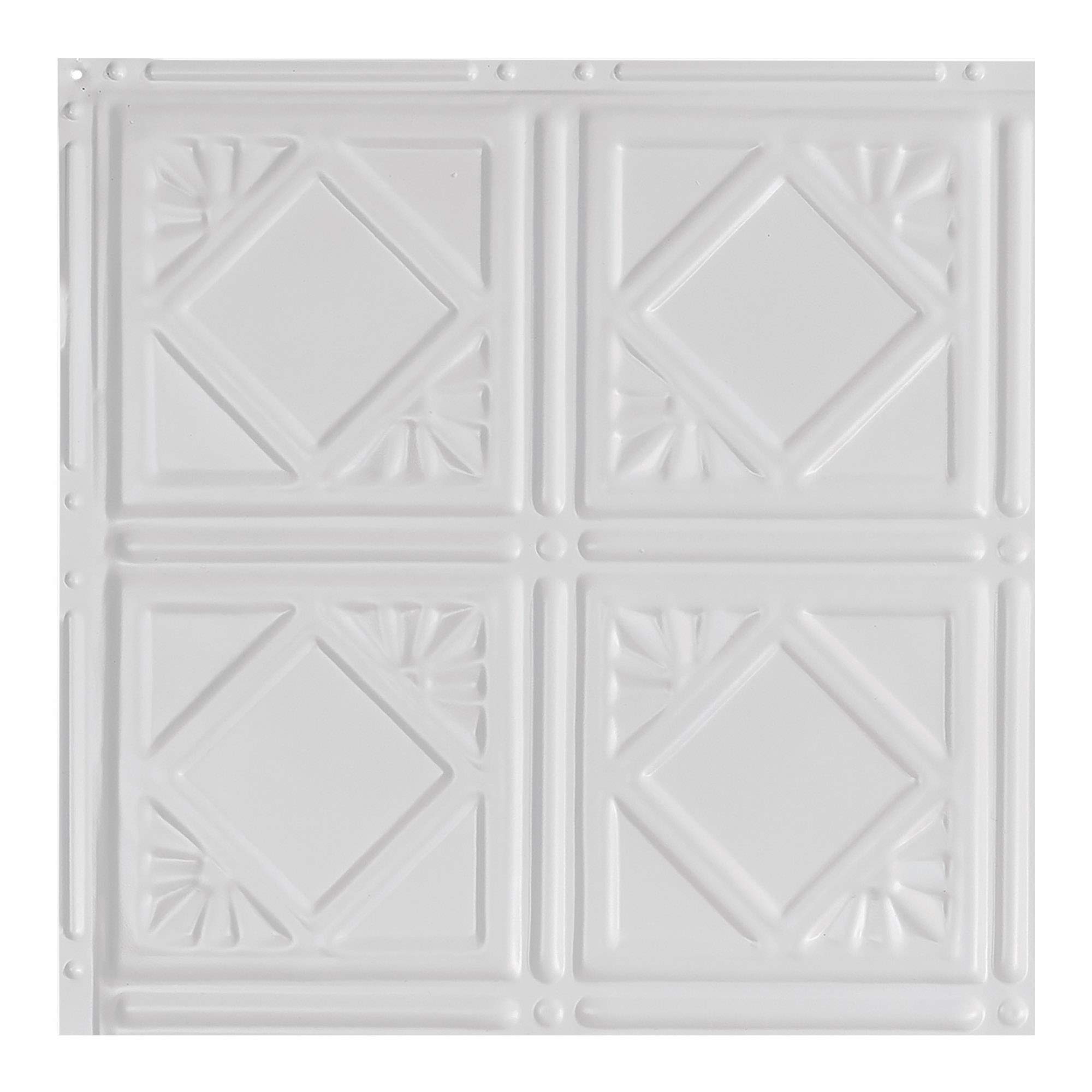 Great Lakes Tin Ludington Matte White Ceiling Tiles - Perfect for DIY and Home Renovation Projects - Easy to Install (12X12 Inch Sample)