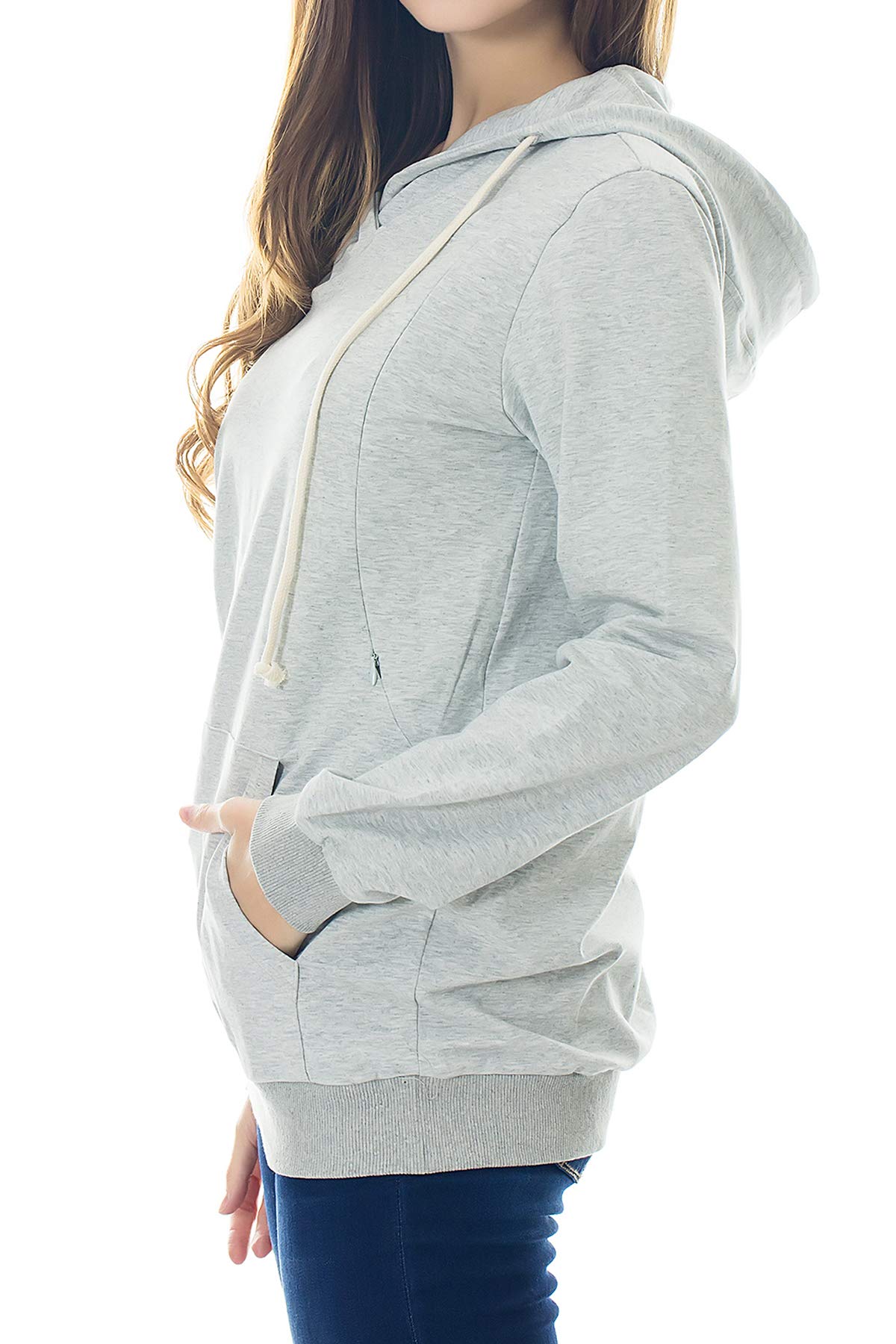 Smallshow - Sudadera con Capucha de Lactancia Maternidad para Mujer