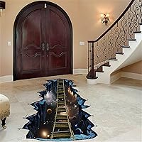 Vista 1 de Calcomanías 3D para suelo de galaxia, espacio exterior, puente colgante, calcomanías de pared, removibles, impermeables, decoración de pared