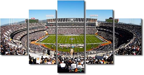 Vista 276 de Cuadros de estadios deportivos de fútbol americano de Minnesota, cuadros de vikingos, 5 paneles, lienzo para pared, arte de pared del estadio