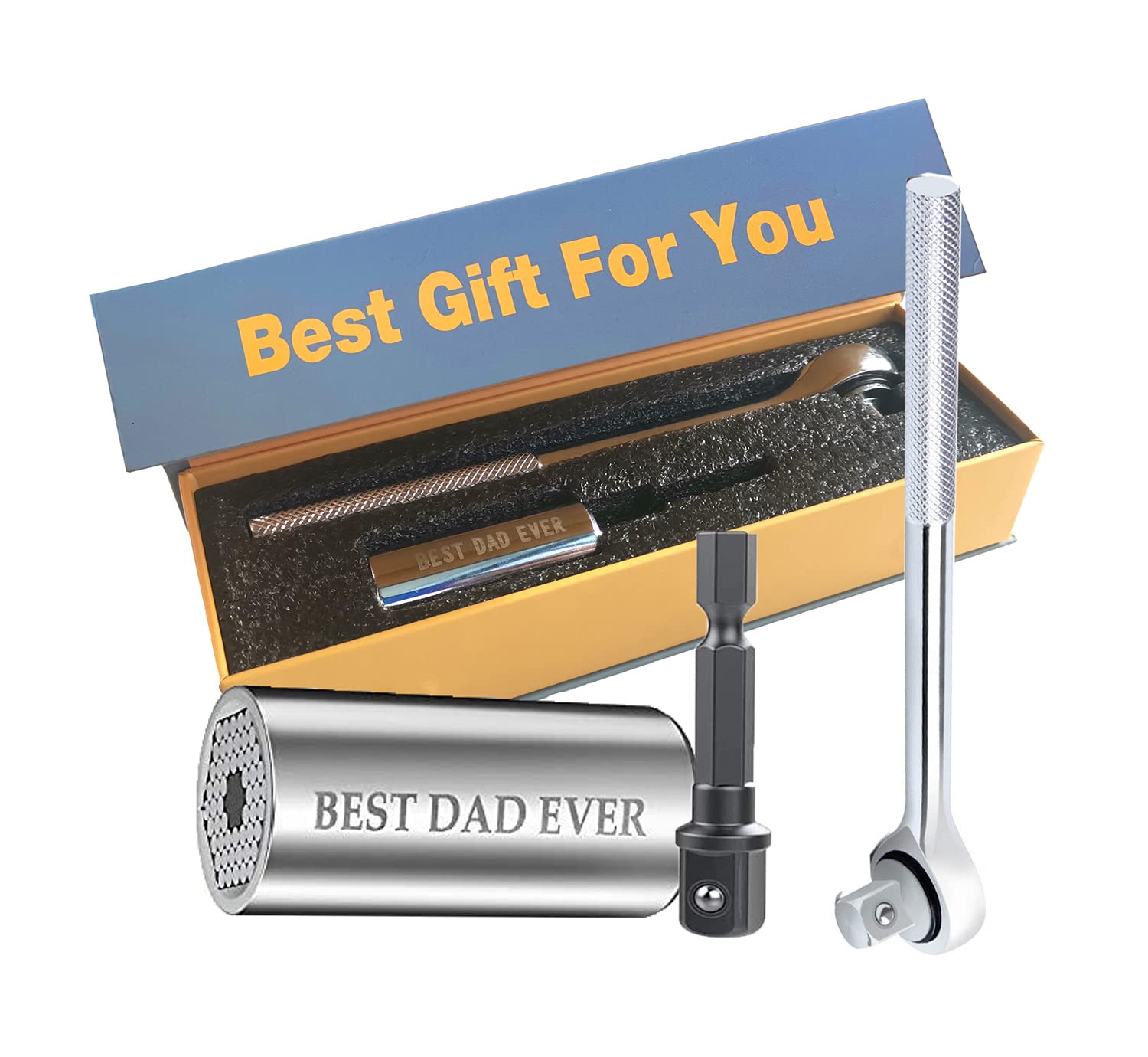 Universal Socket Tools Gifts for Men Day Gifts from Daughter Son Multi-Function Ratchet Power Drill Adapter Super Socket Set Best Dad Ever Gifts