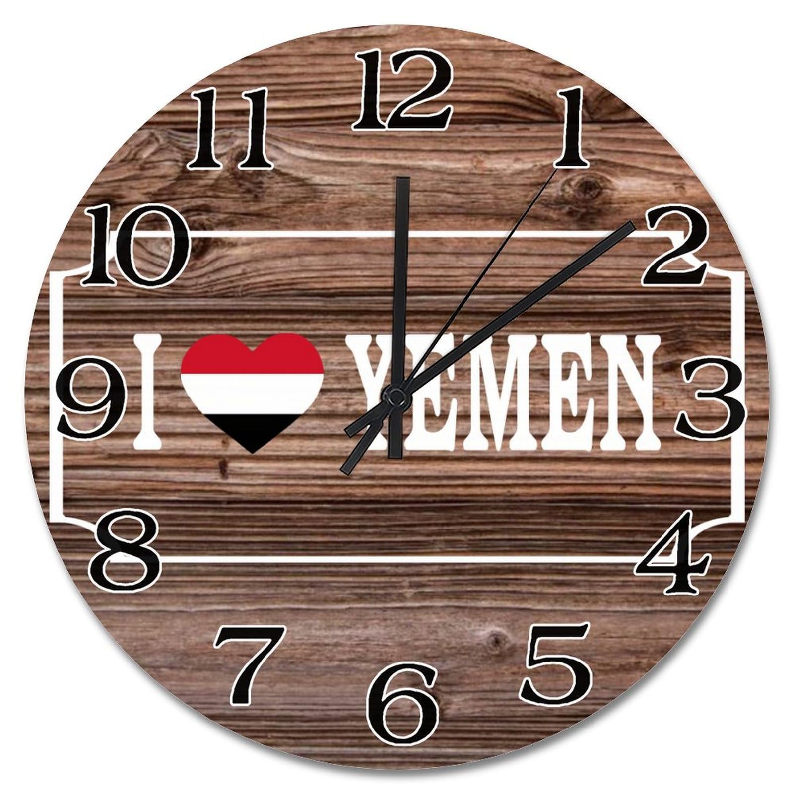 Horloge murale Yémen de 30,5 cm ronde et silencieuse pour salon