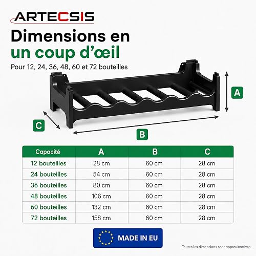 ARTECSIS Cantinetta Portabottiglie in Plastica Modulare 48 Bottiglie Nero - 6